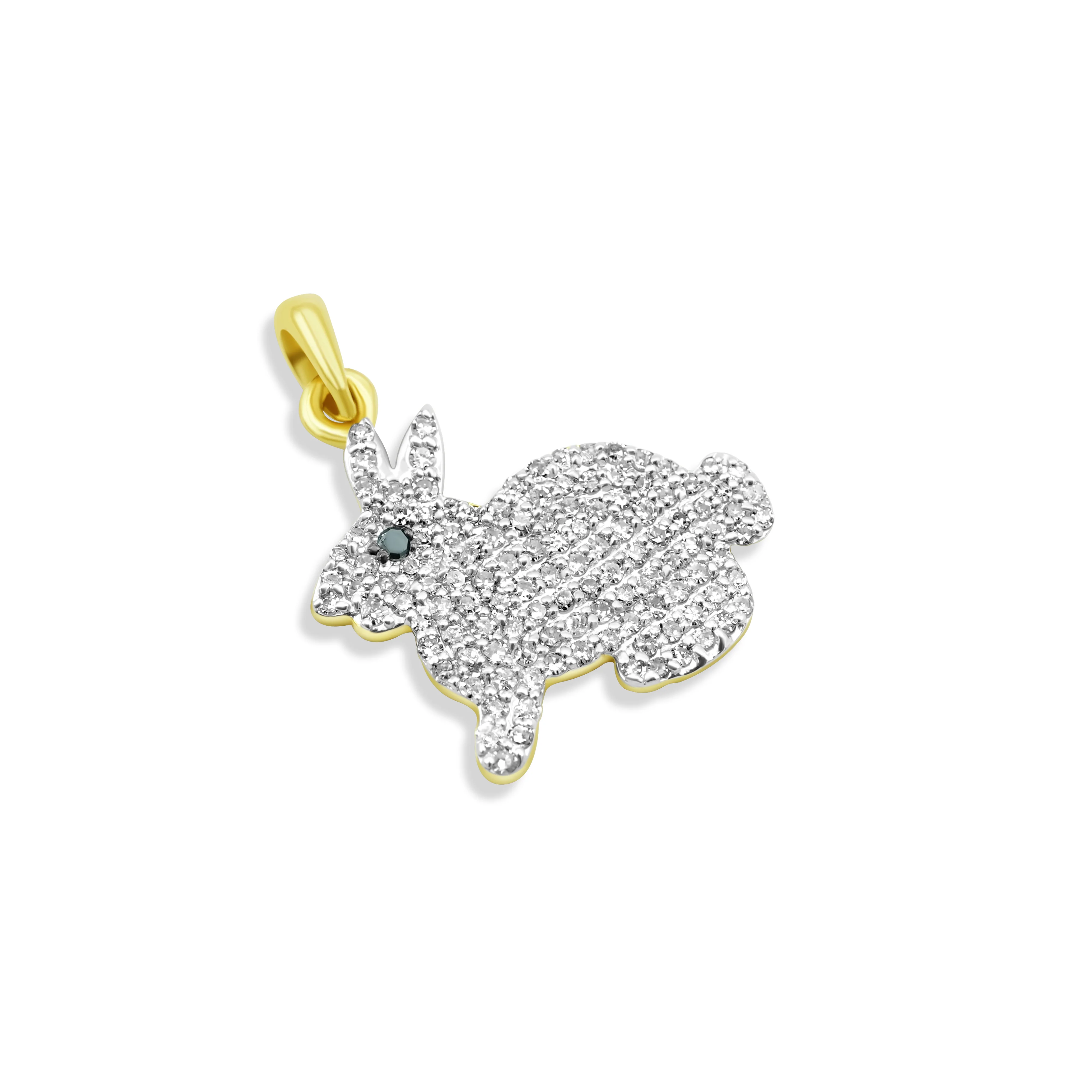 10K Gold Bunny Diamond Pendant 0.47 CT - Image 3