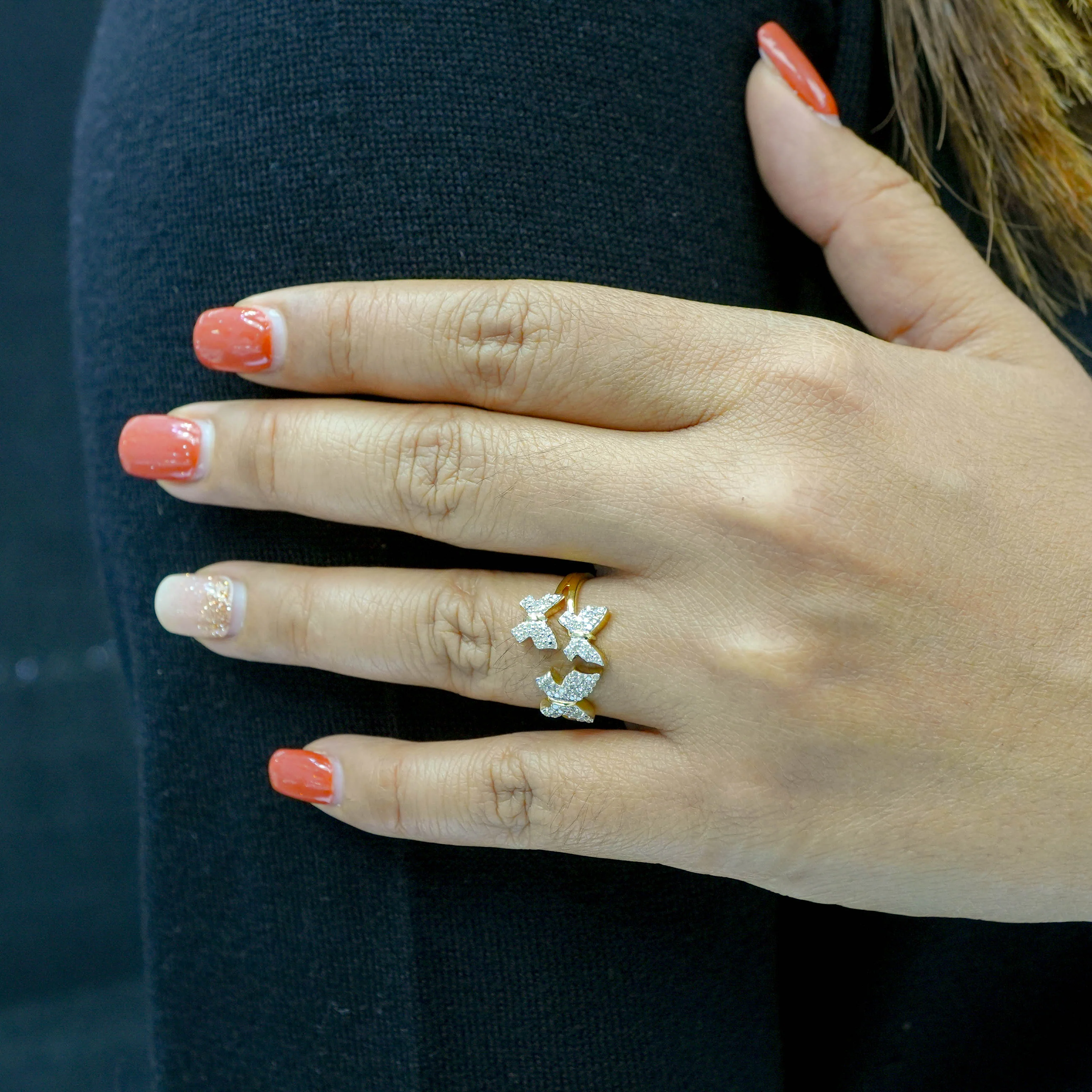 10K Gold Butterfly Diamond Ring 0.27 CT - Image 2