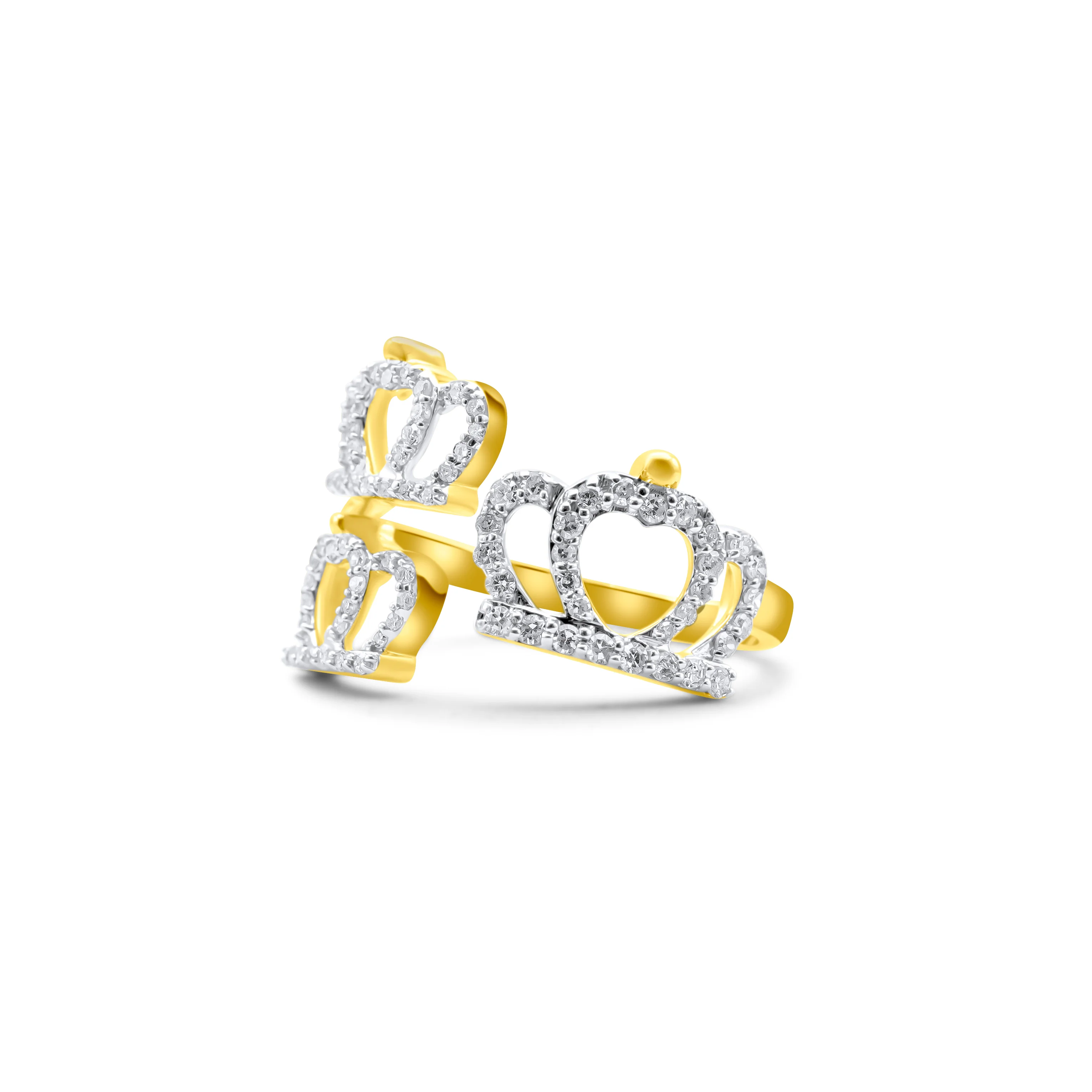 10K Yellow Gold Crown Diamond Ring 0.31 CT - Image 3