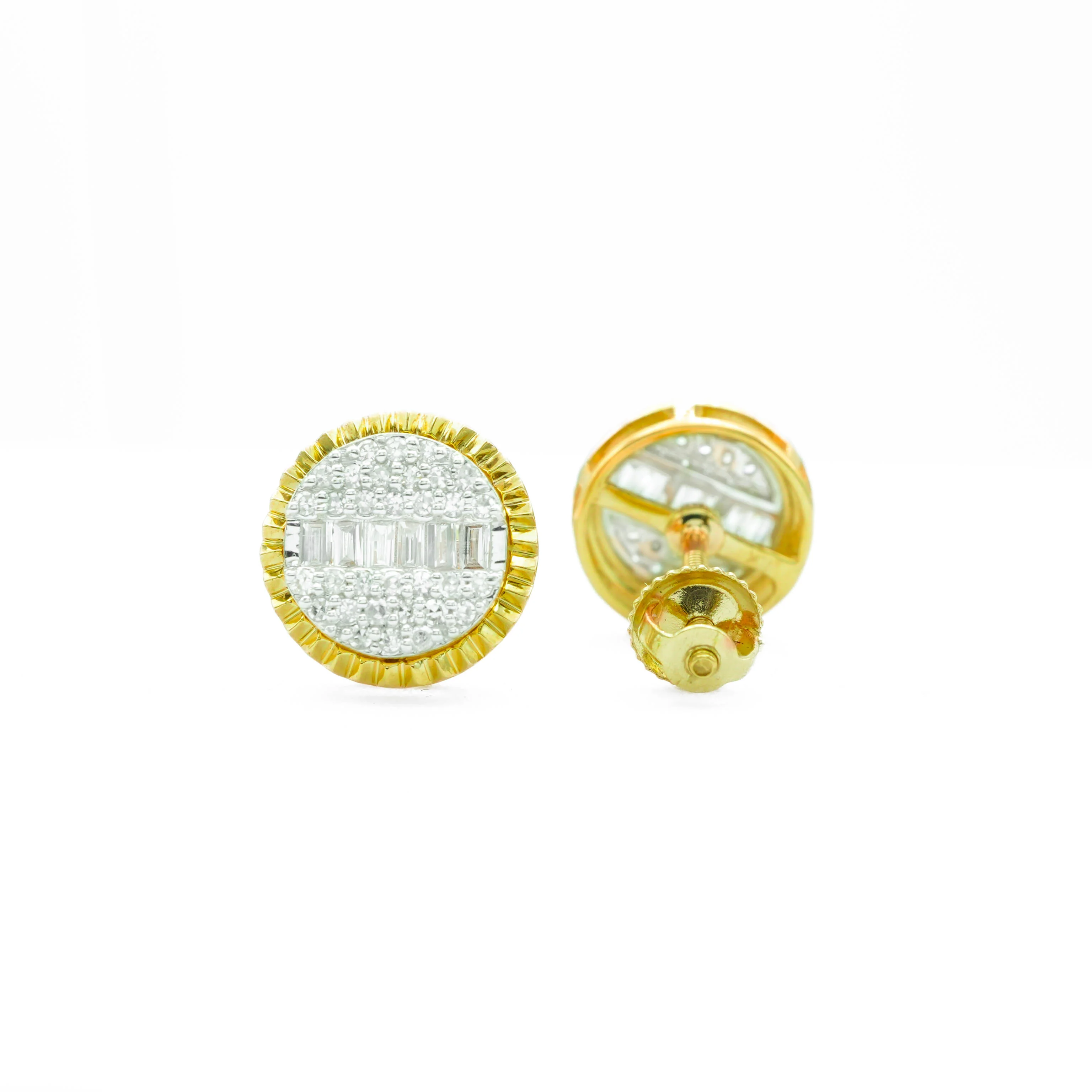 10K Gold Diamond Stud Round Earrings 0.30 CT - Image 4