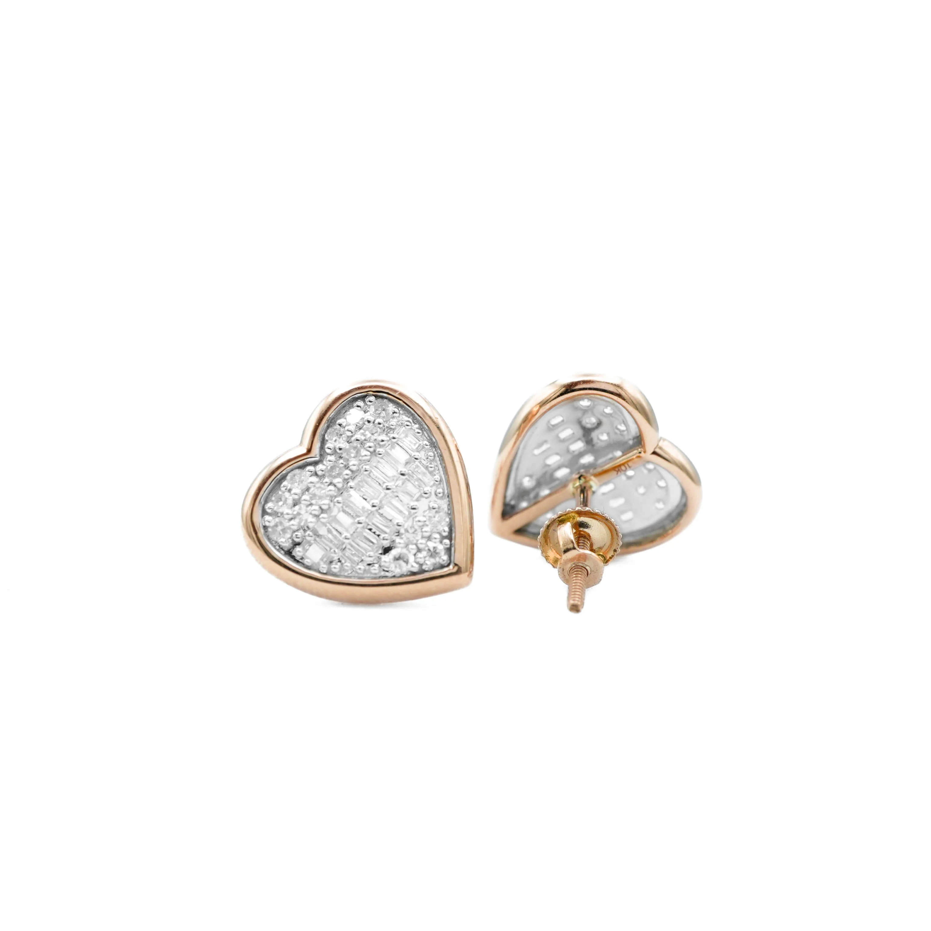 10K Gold Heart Diamond Stud Earrings 0.49 CT - Image 14