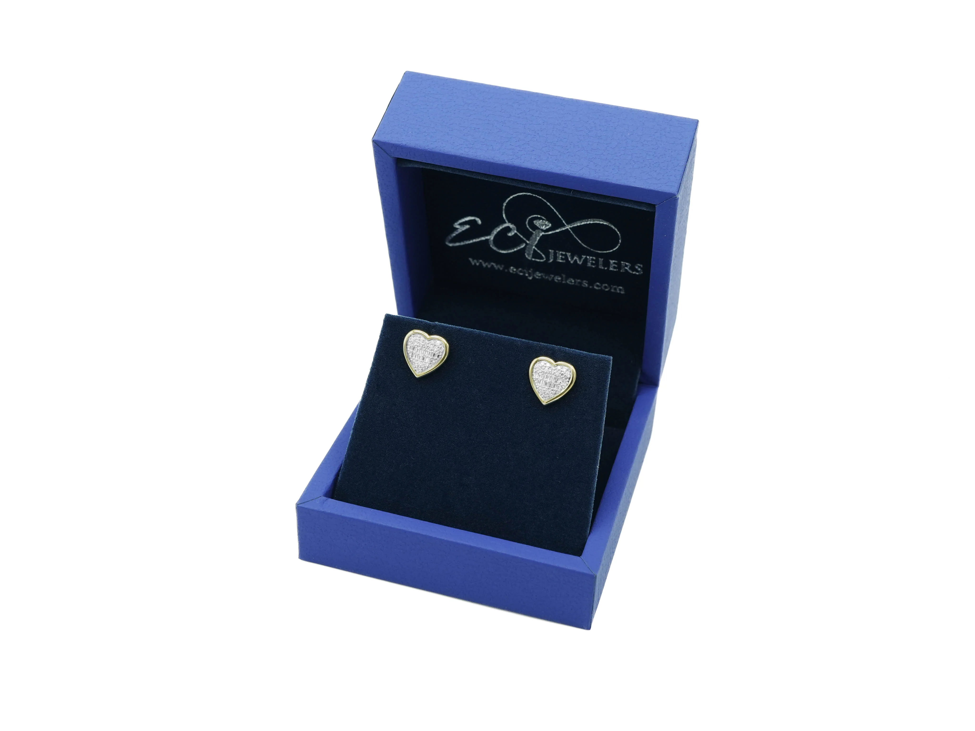 10K Gold Heart Diamond Stud Earrings 0.49 CT - Image 2