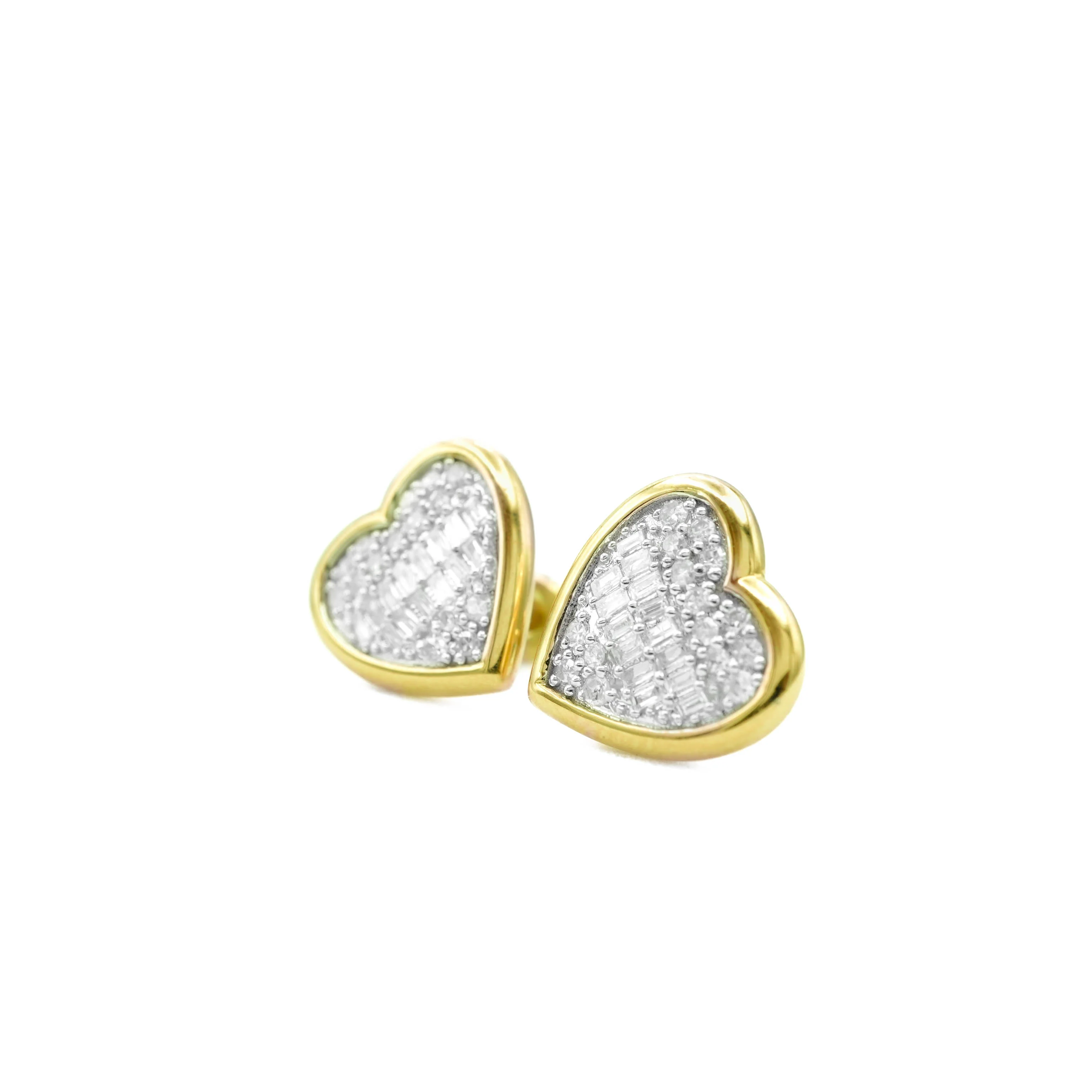 10K Gold Heart Diamond Stud Earrings 0.49 CT - Image 3