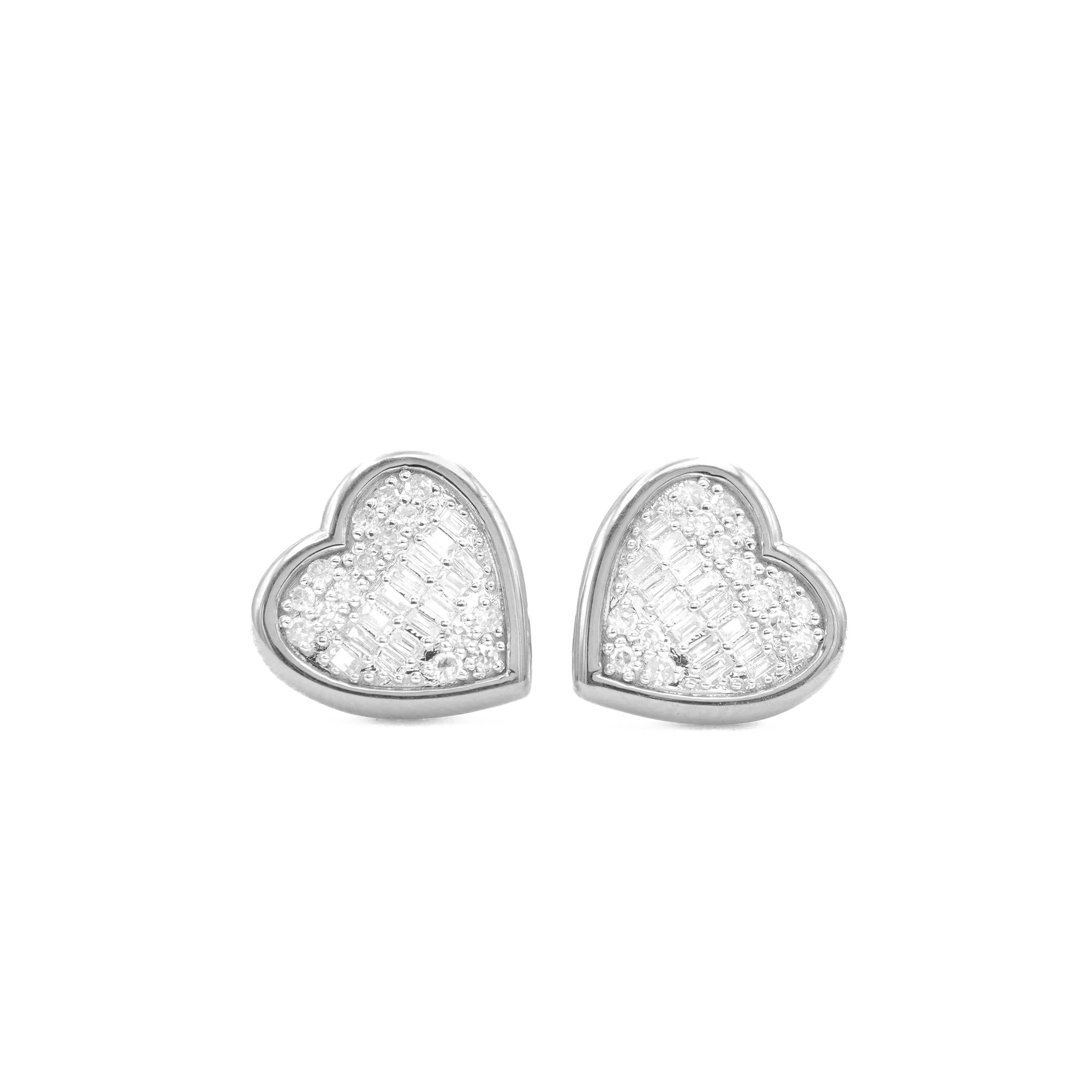 10K Gold Heart Diamond Stud Earrings 0.49 CT - Image 6