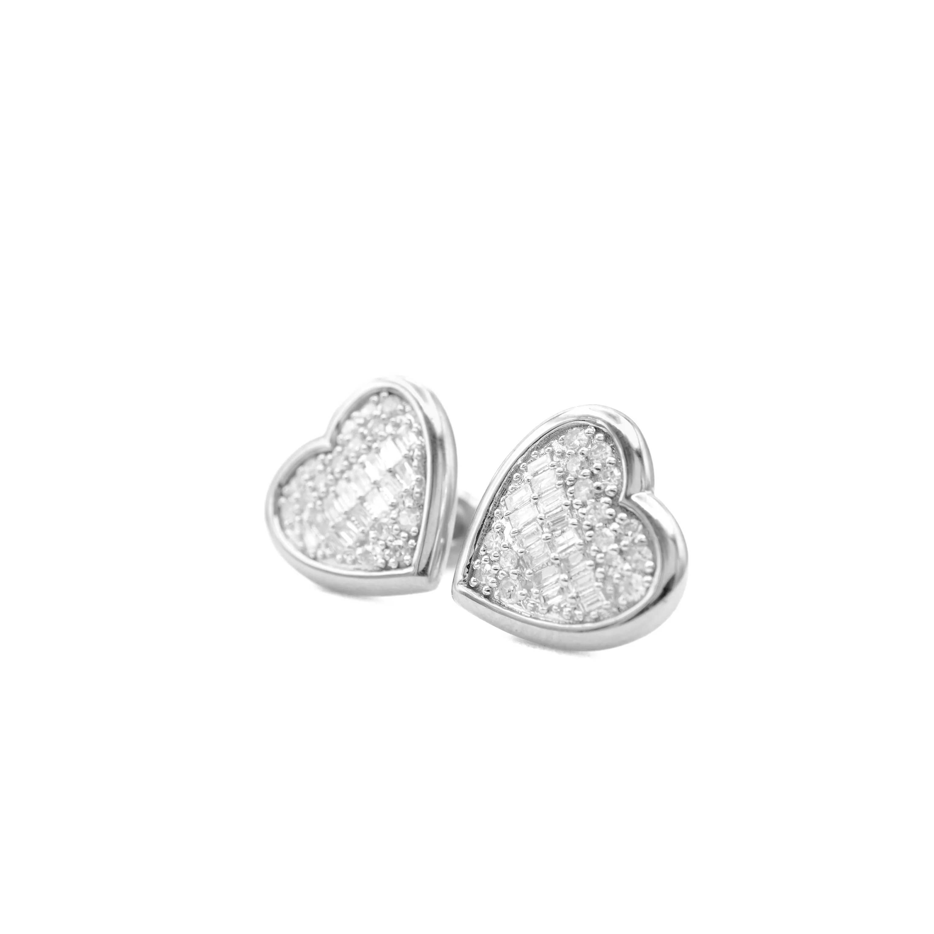 10K Gold Heart Diamond Stud Earrings 0.49 CT - Image 8