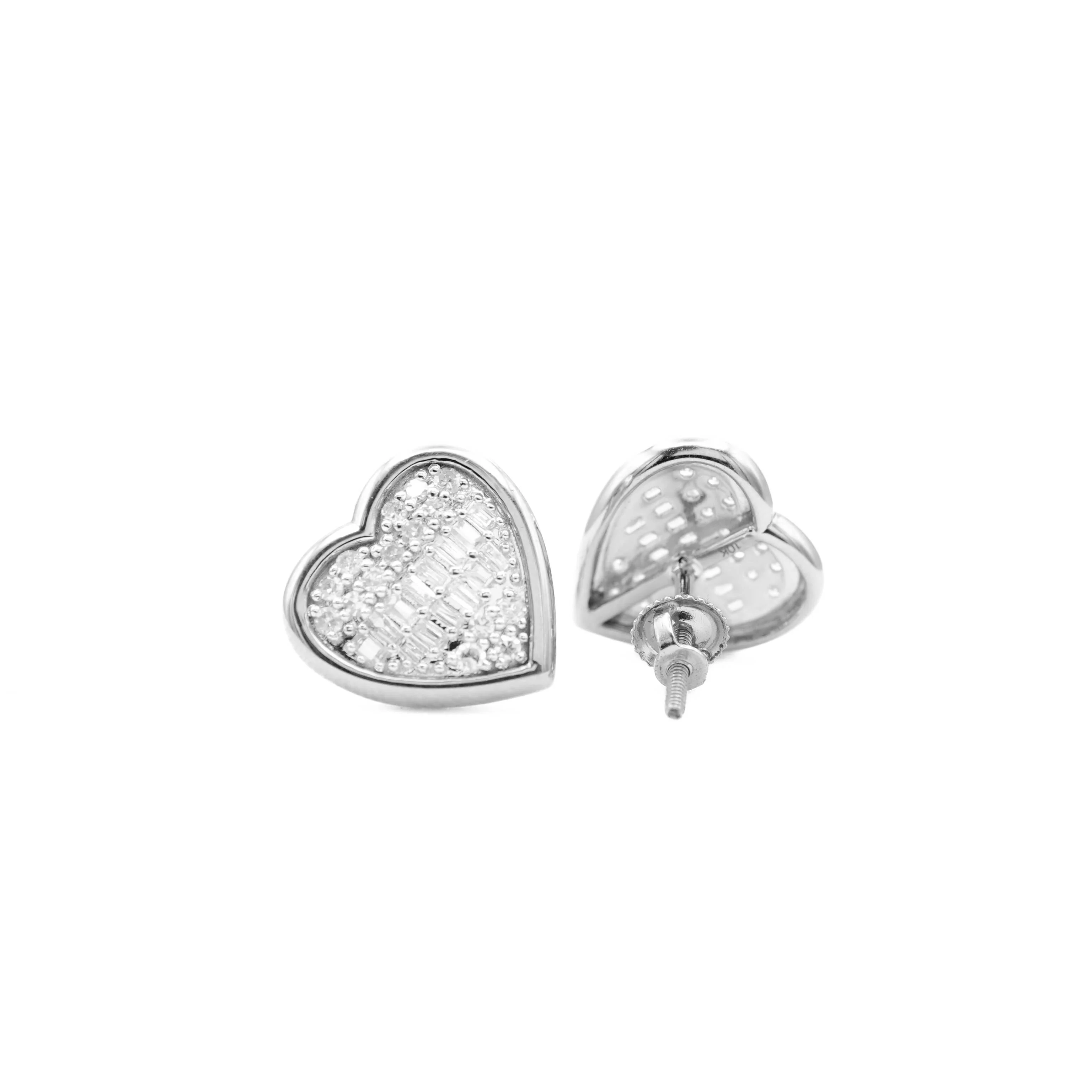 10K Gold Heart Diamond Stud Earrings 0.49 CT - Image 9