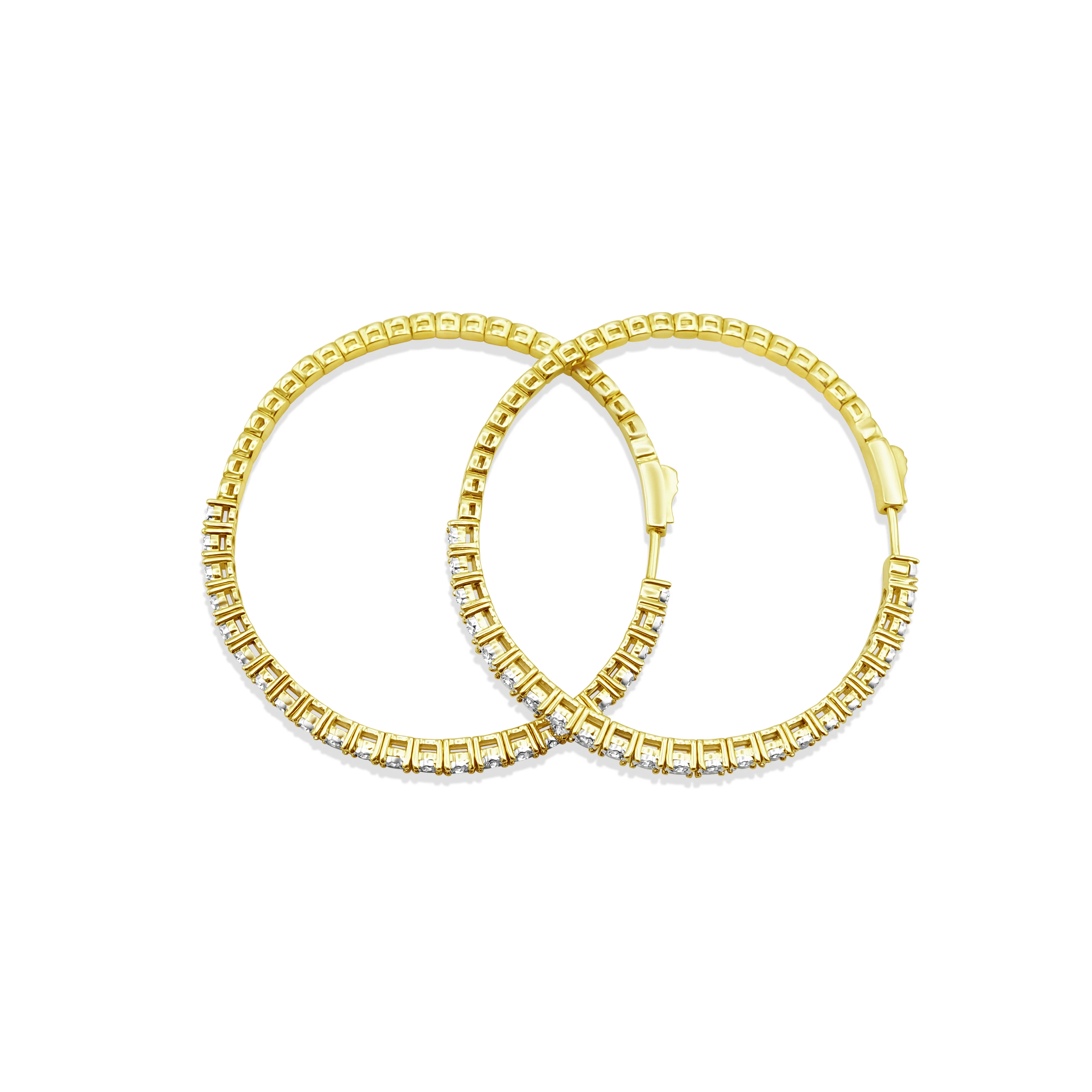 10K Gold Large Diamond Hoop Earrings 1.20 CT - Image 4
