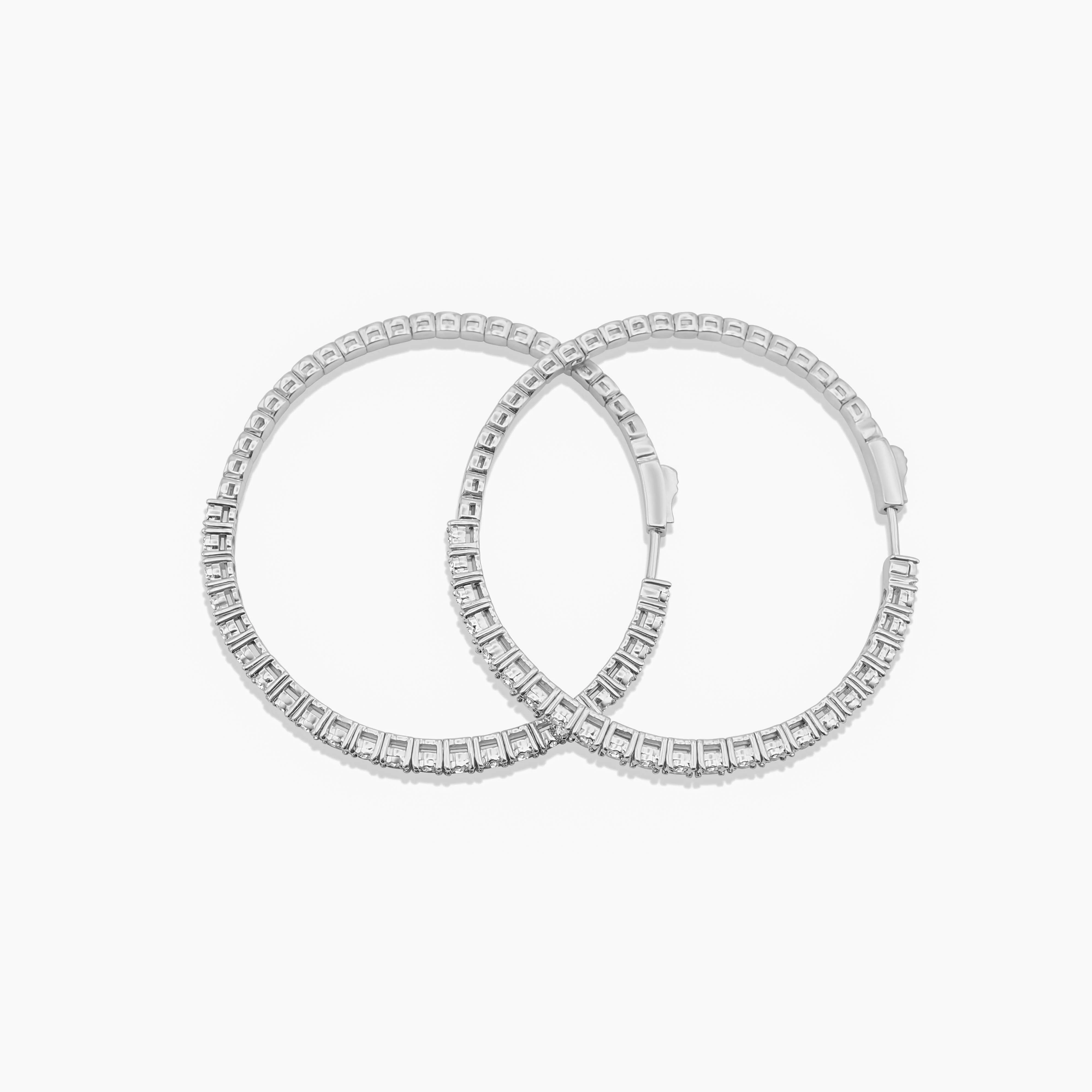 10K Gold Large Diamond Hoop Earrings 1.20 CT - Image 8