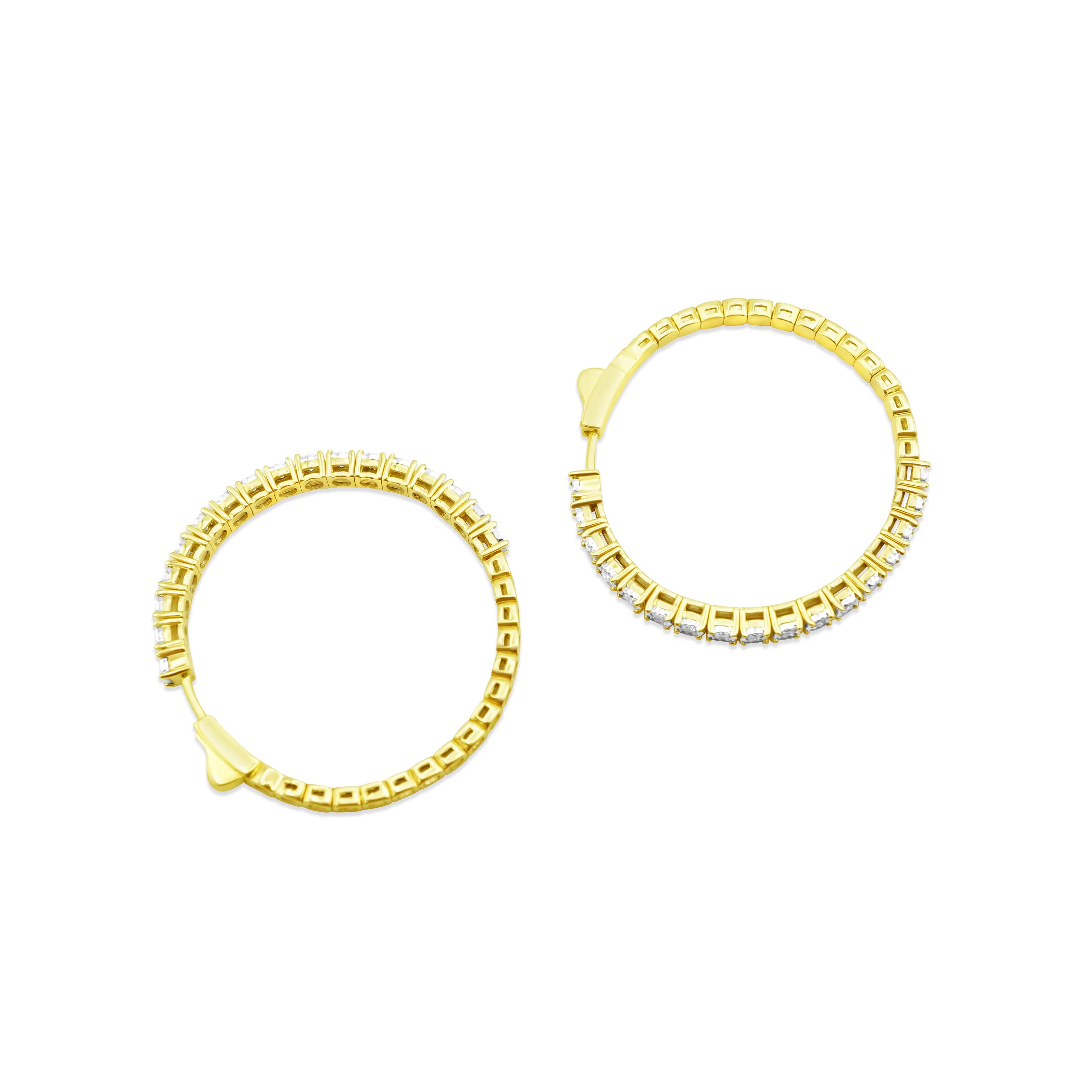 10K Yellow Gold Diamond Hoop Earrings 0.86 CT - Image 4