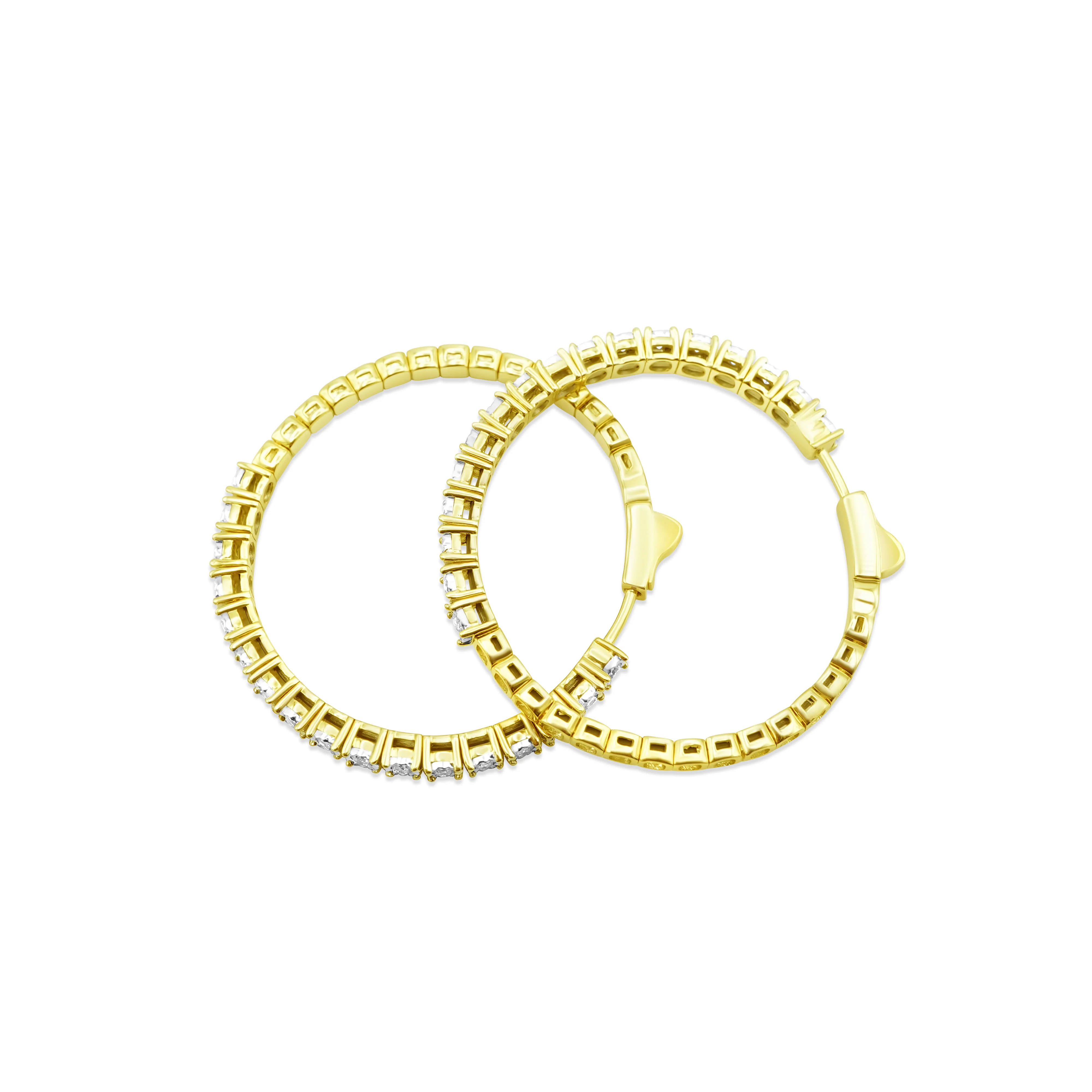 10K Yellow Gold Diamond Hoop Earrings 0.86 CT - Image 5