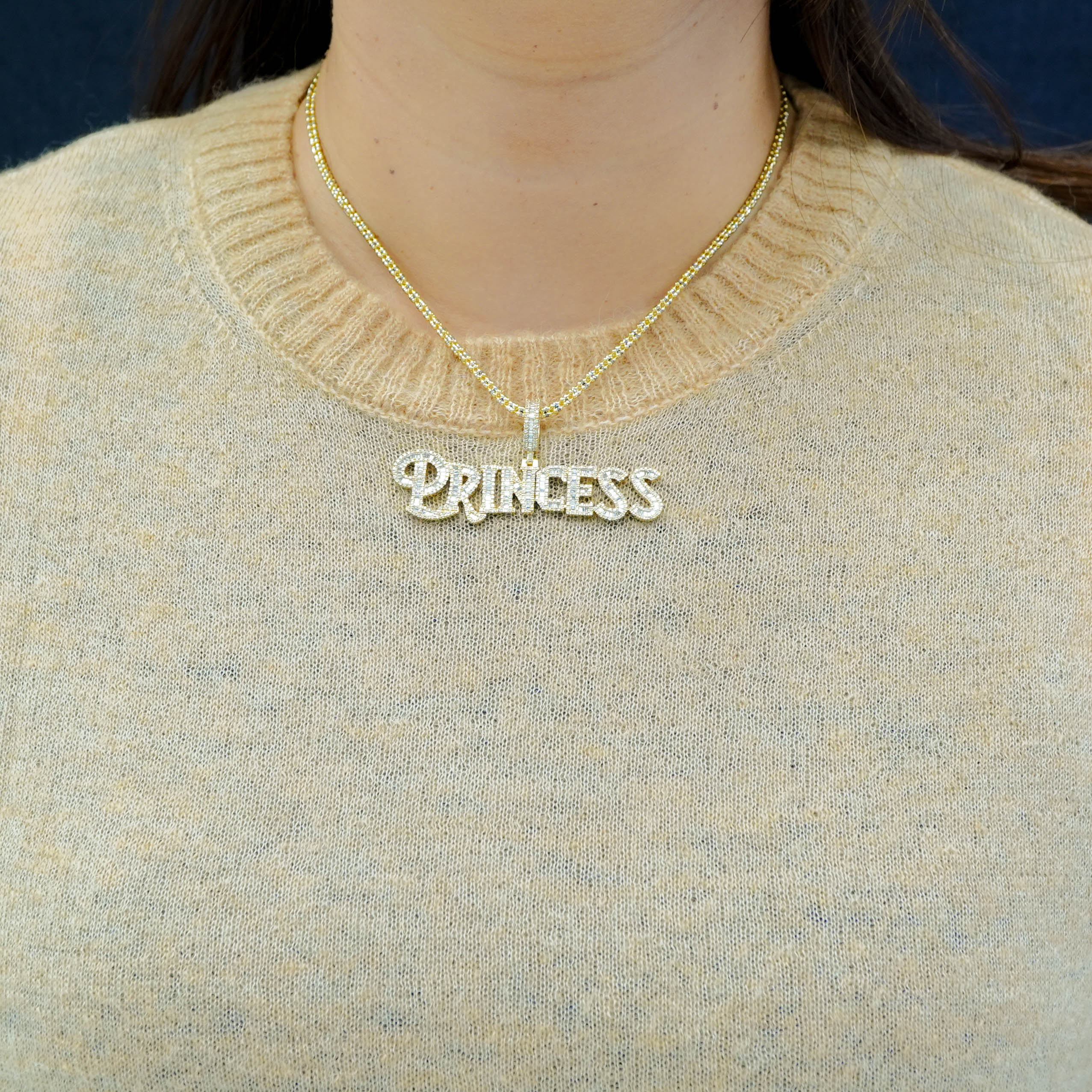 10K Yellow Gold "PRINCESS" Diamond Pendant 1.80 CT - Image 2