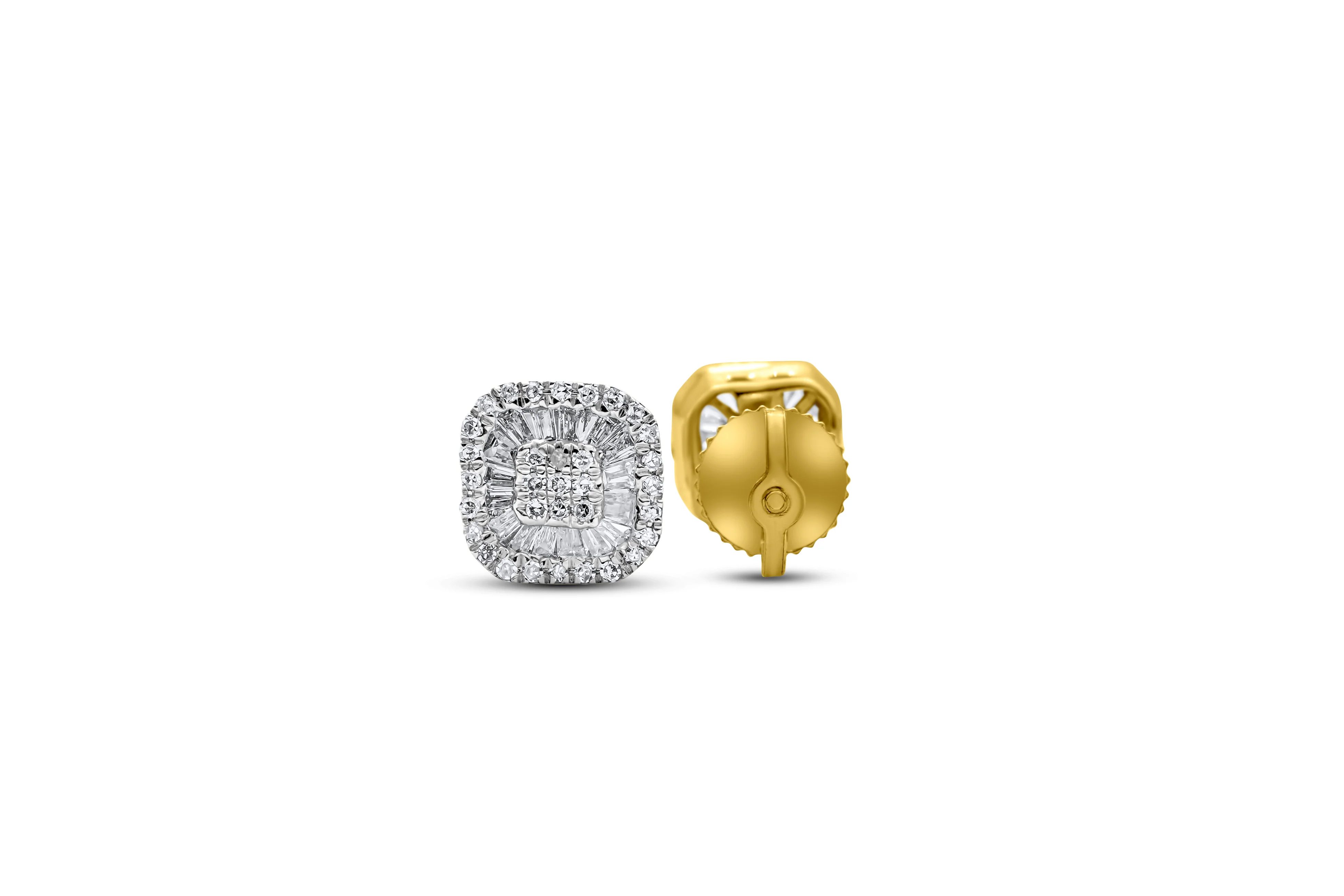 14K Gold Emerald Cluster Diamond Stud Earrings 0.37 CT - Image 6