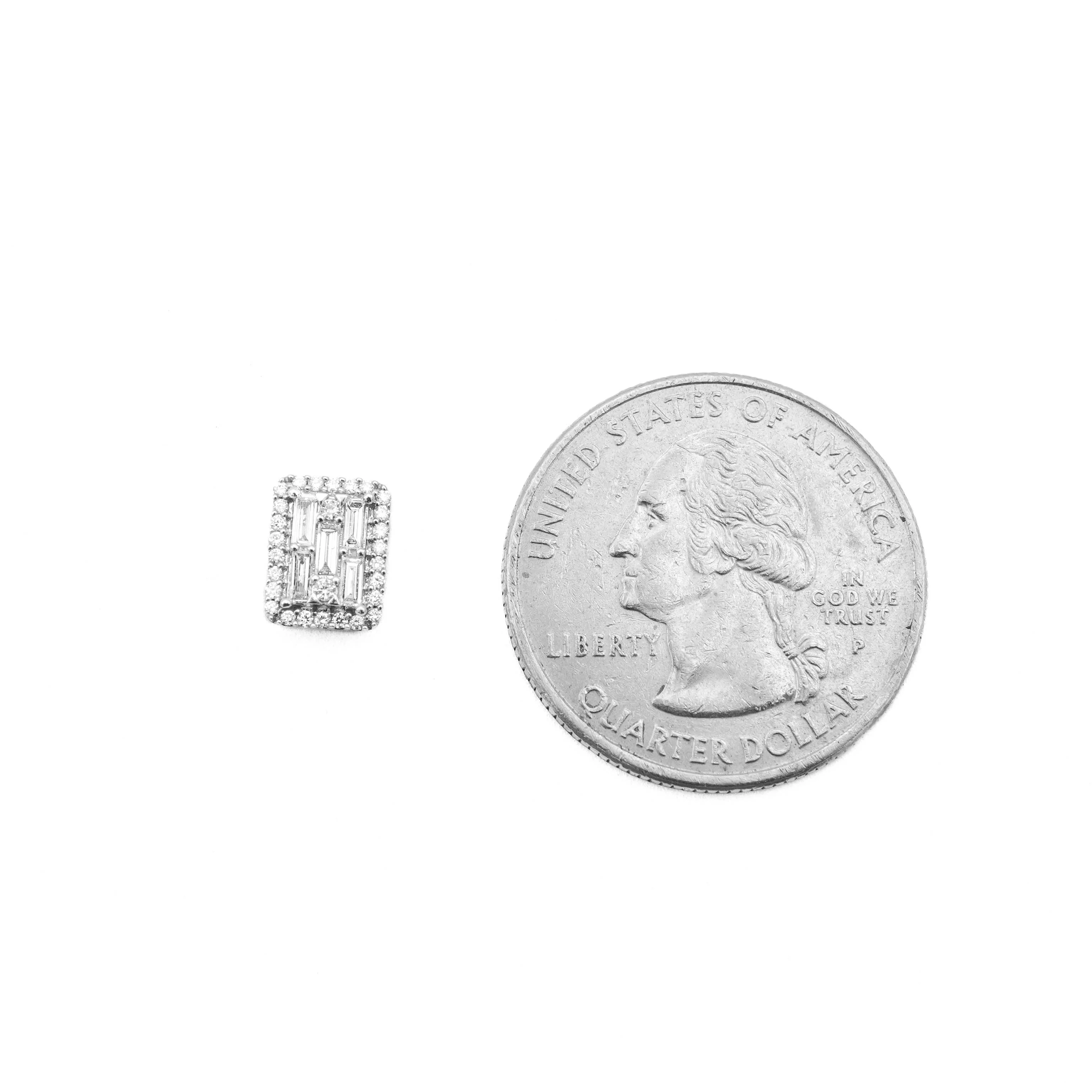 14K Gold Baguette Diamond Cluster Stud Earrings 0.49 CT - Image 10