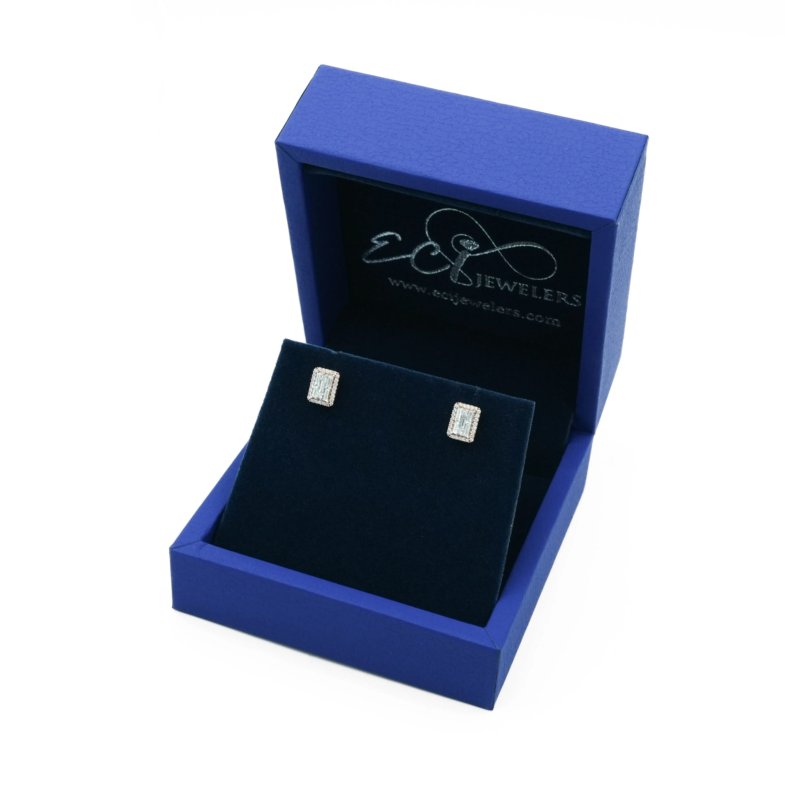14K Gold Baguette Diamond Cluster Stud Earrings 0.49 CT - Image 12