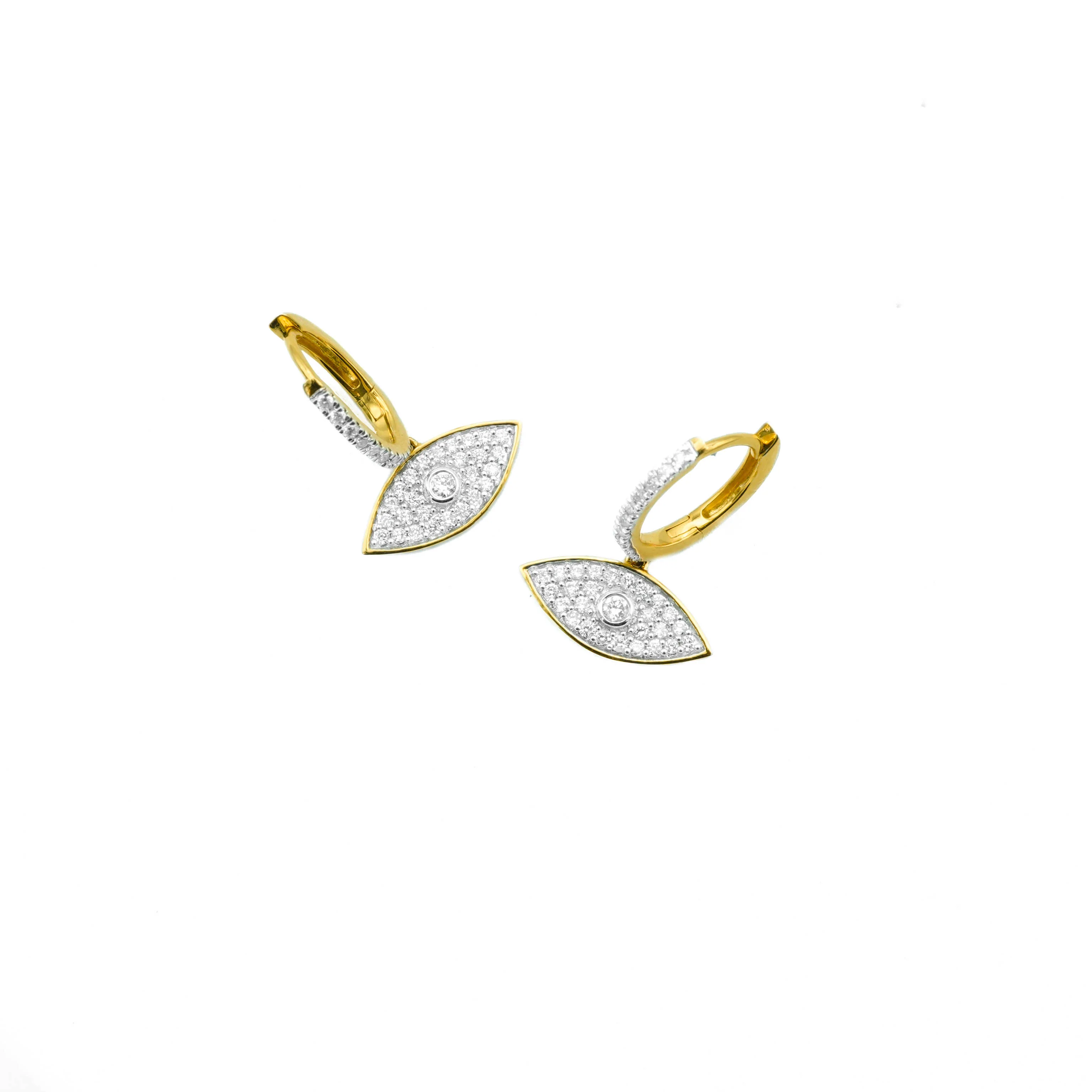 14K Gold Diamond Evil Eye Earrings 0.38 CT - Image 4