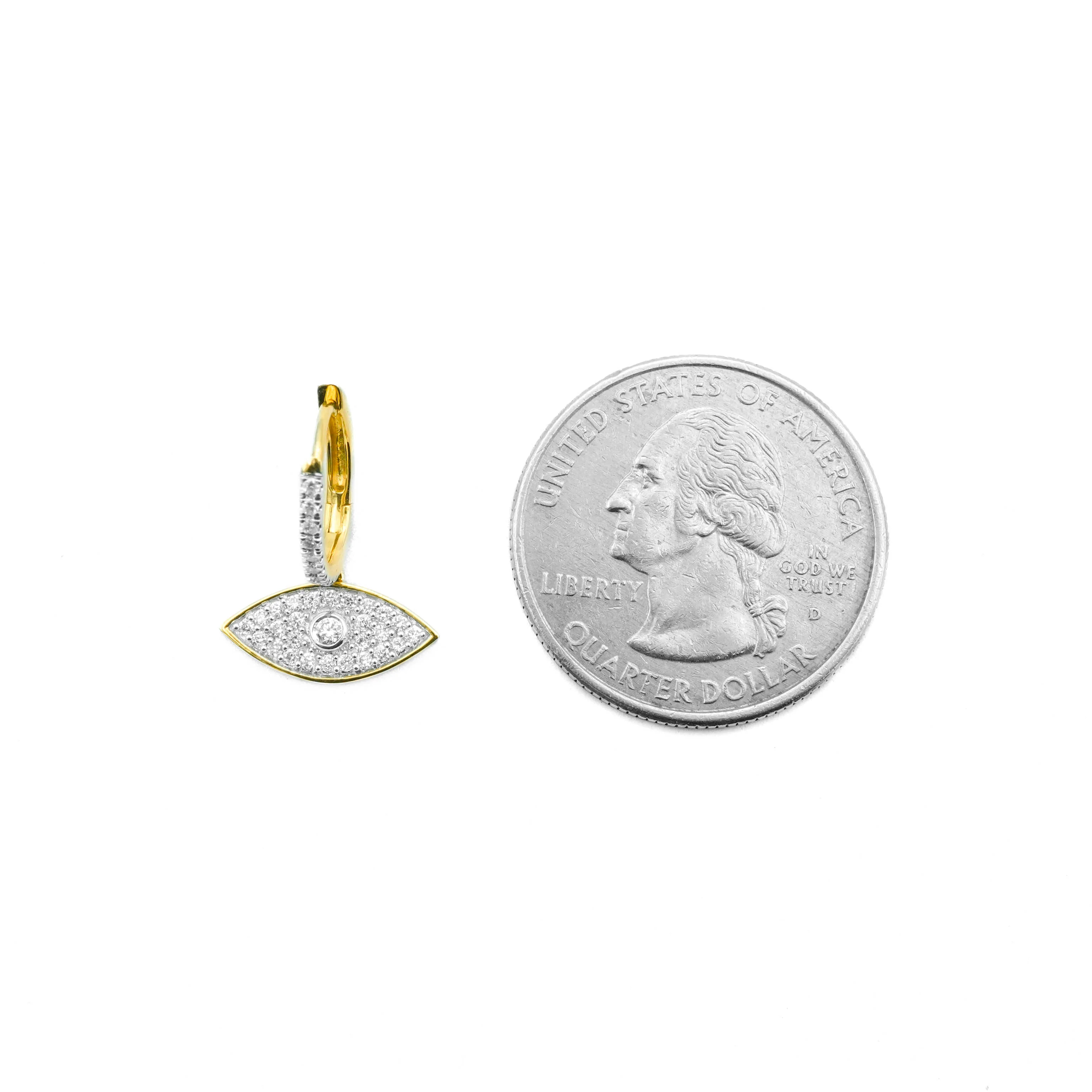 14K Gold Diamond Evil Eye Earrings 0.38 CT - Image 5