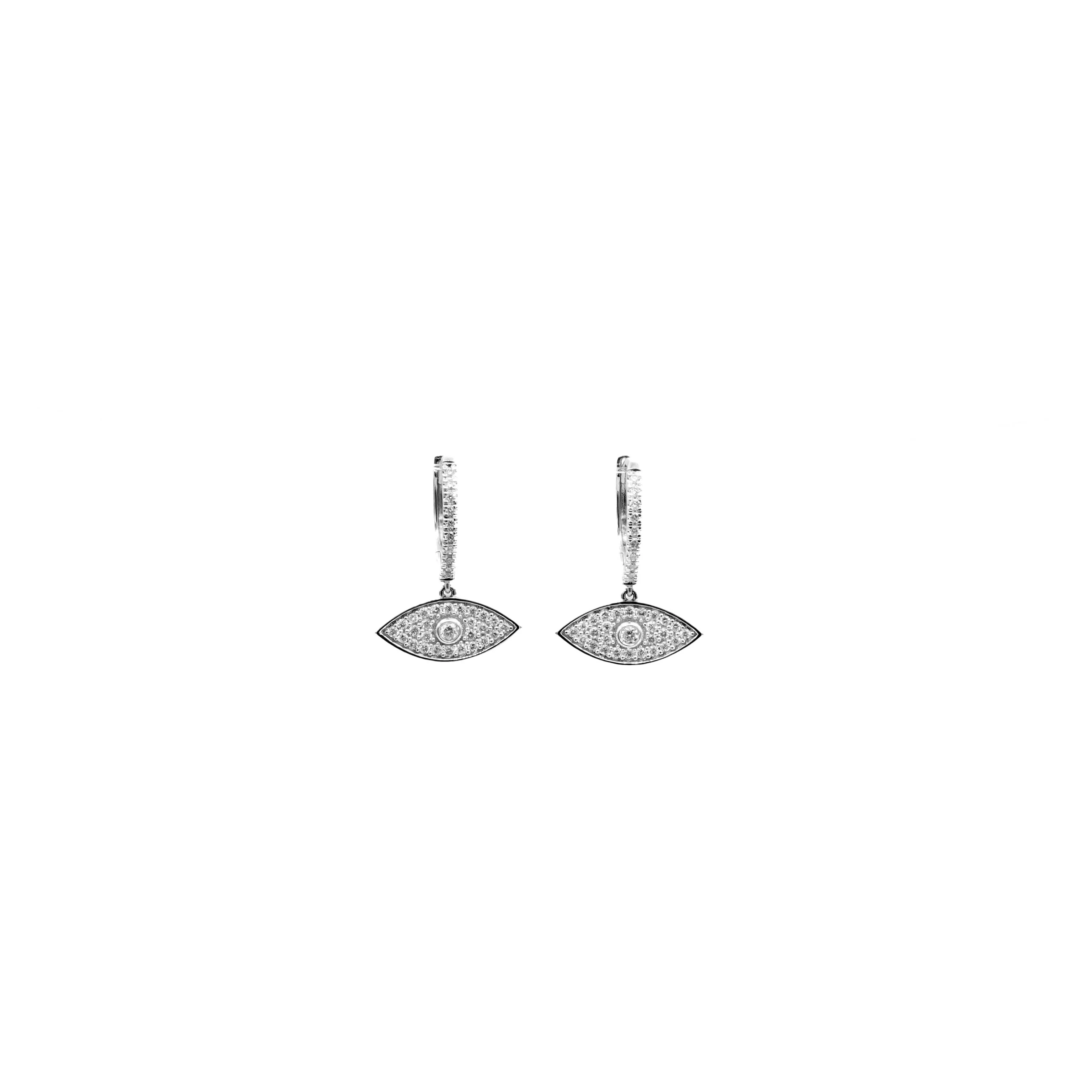 14K Gold Diamond Evil Eye Earrings 0.38 CT - Image 6