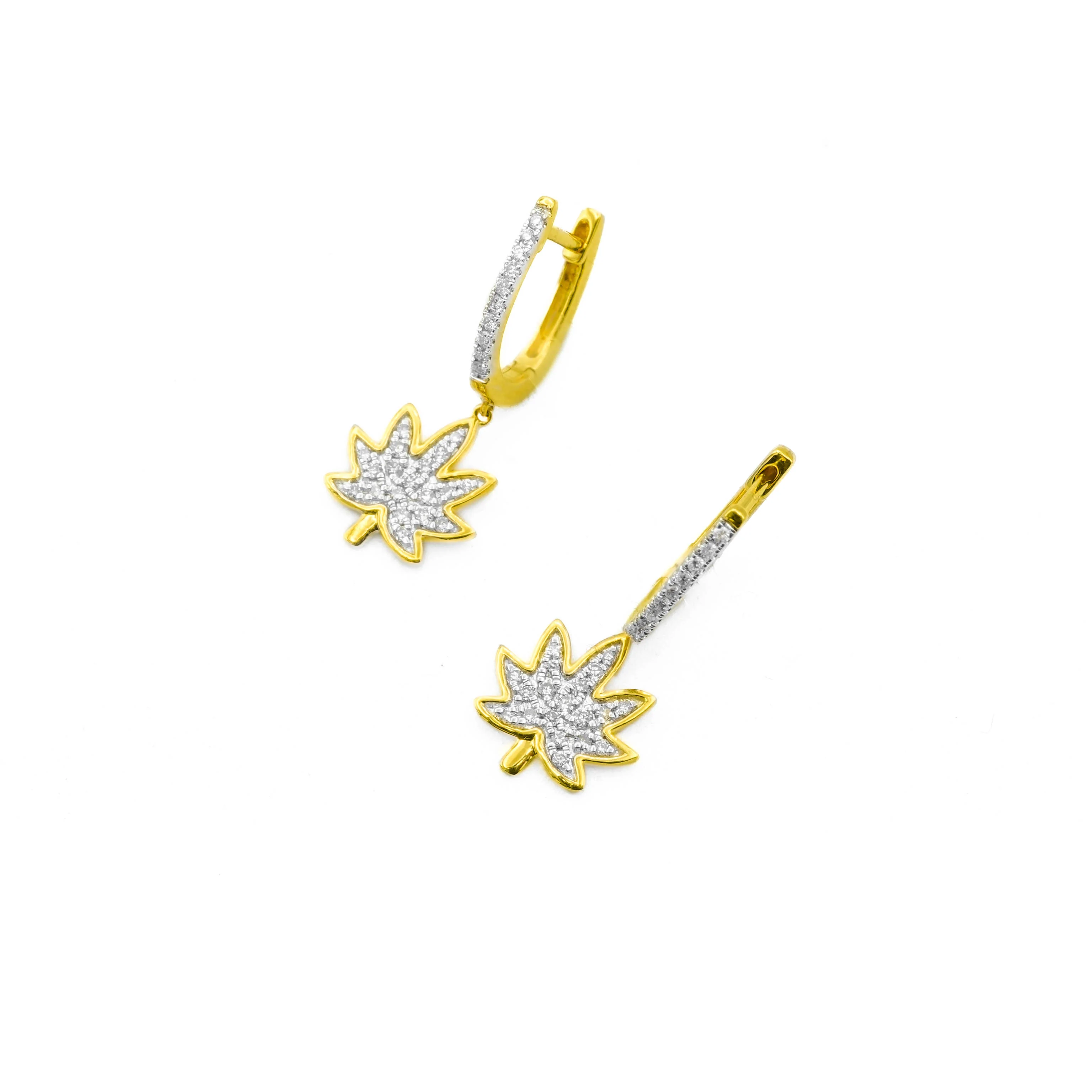 14K Yellow Gold Diamond Hoop Earrings 0.25 CT - Image 3