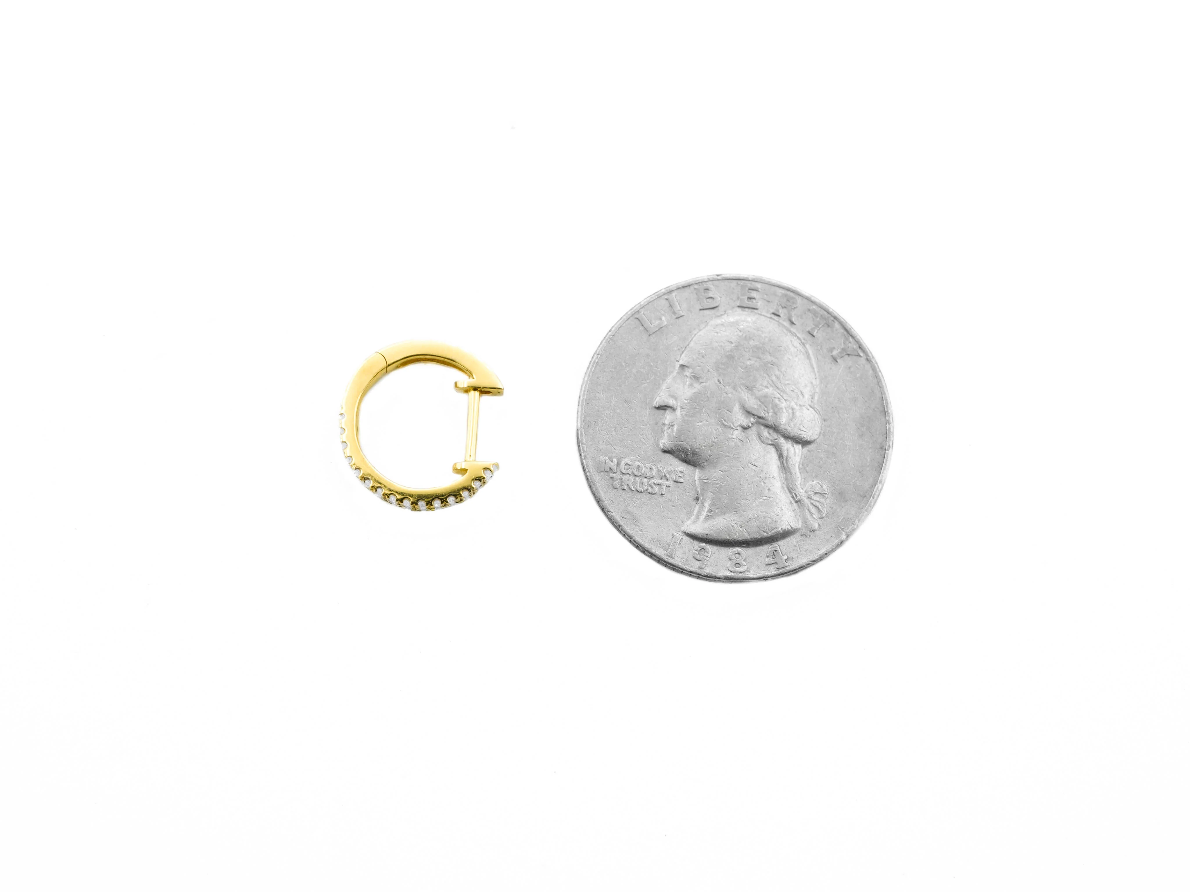 14K Gold Diamond Hoop Earrings 0.26 CT - Image 4