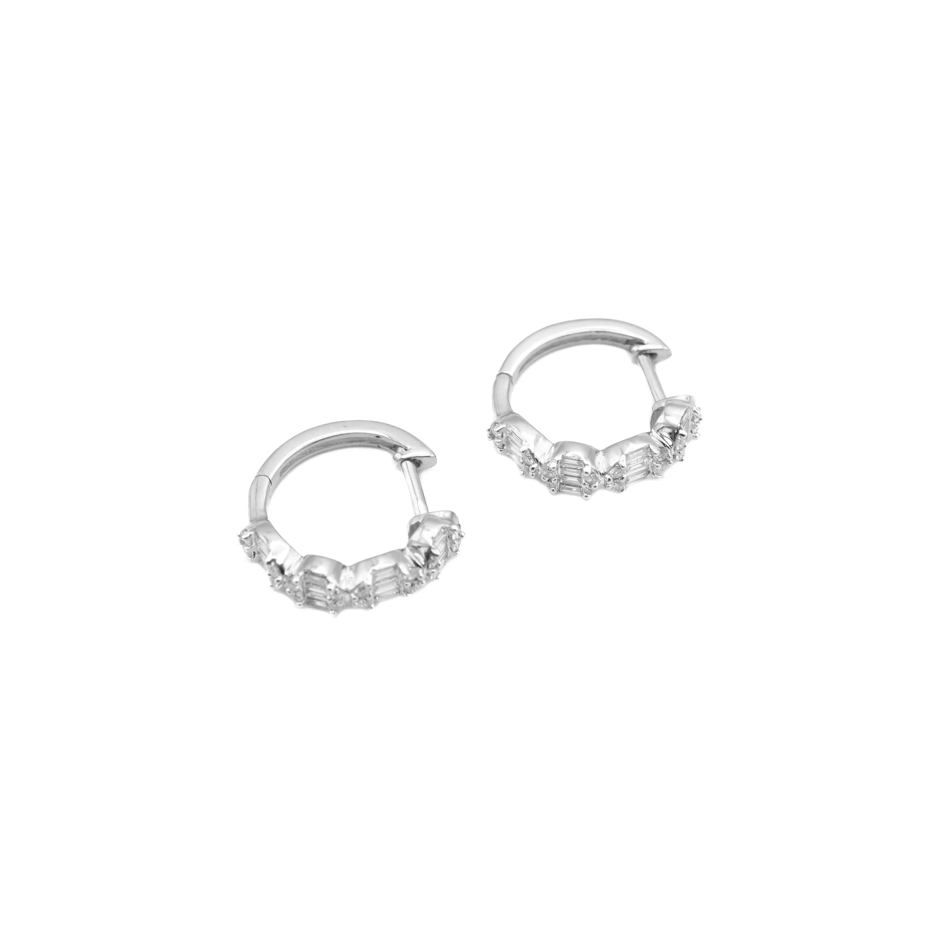 14K Gold Diamond Hoop Earrings 0.50 CT - Image 7