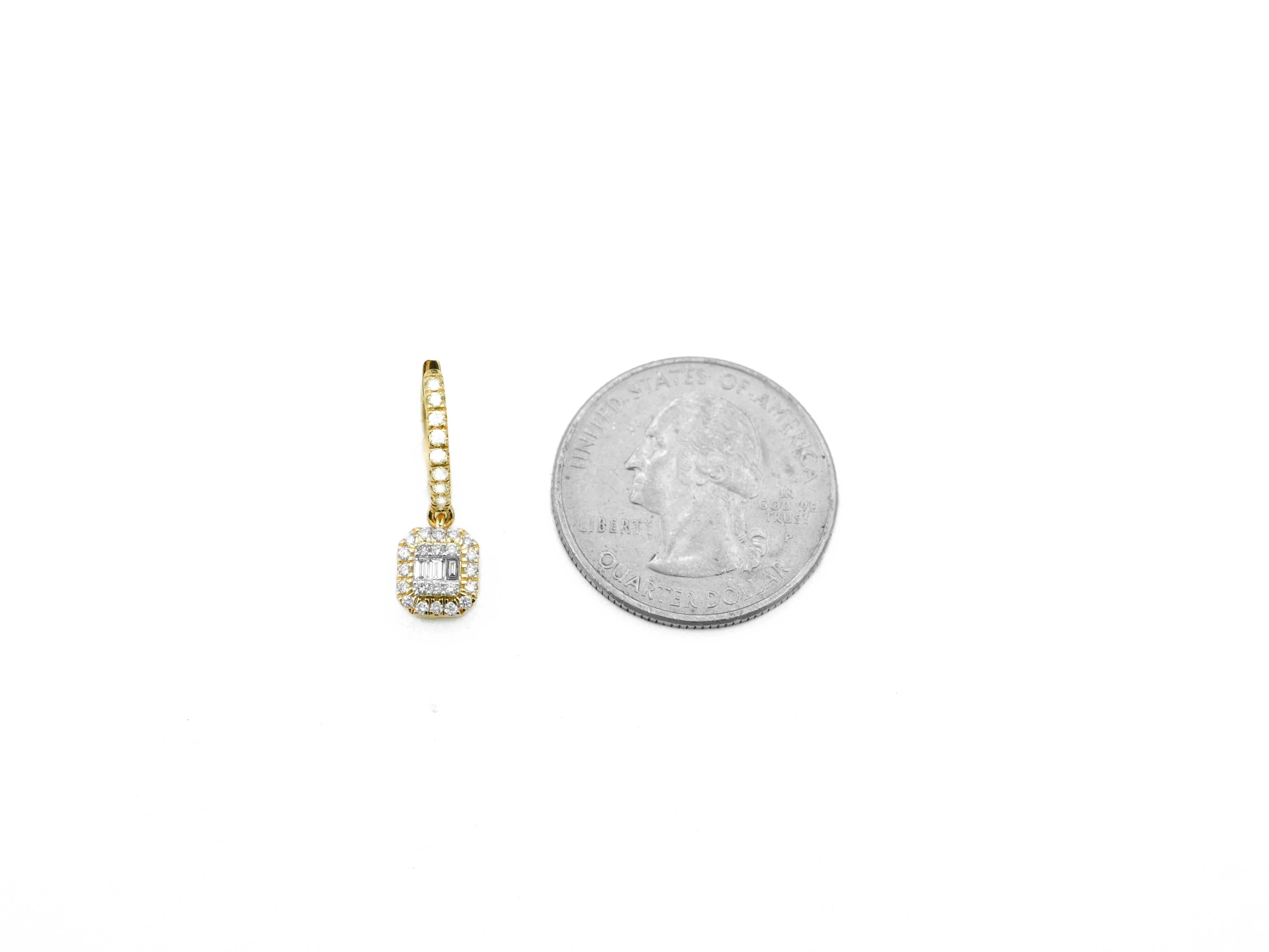 14K Gold Diamond Hoop Earrings 0.51 CT - Image 3