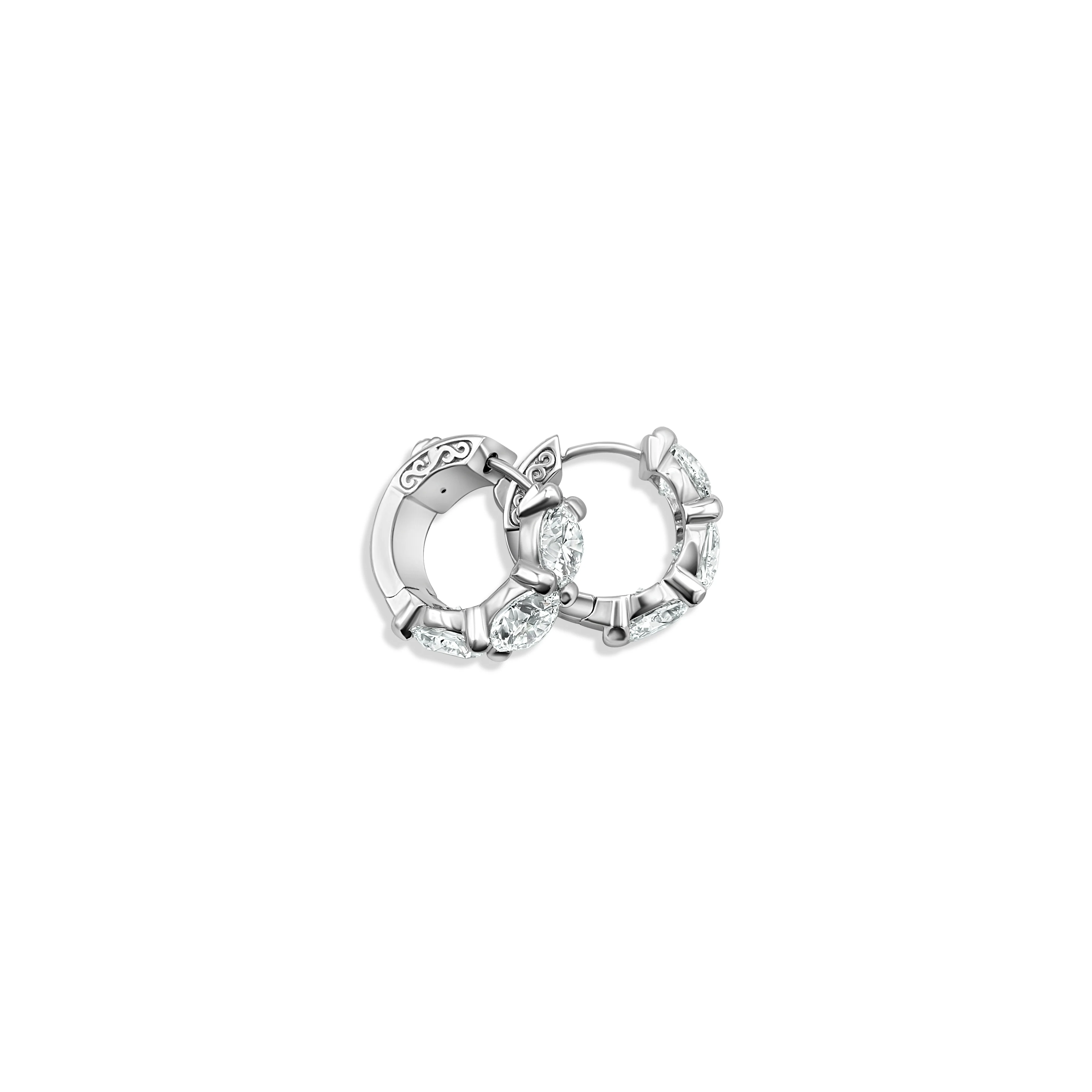 14K White Gold Diamond Hoop Earrings 6.30 CT - Image 3