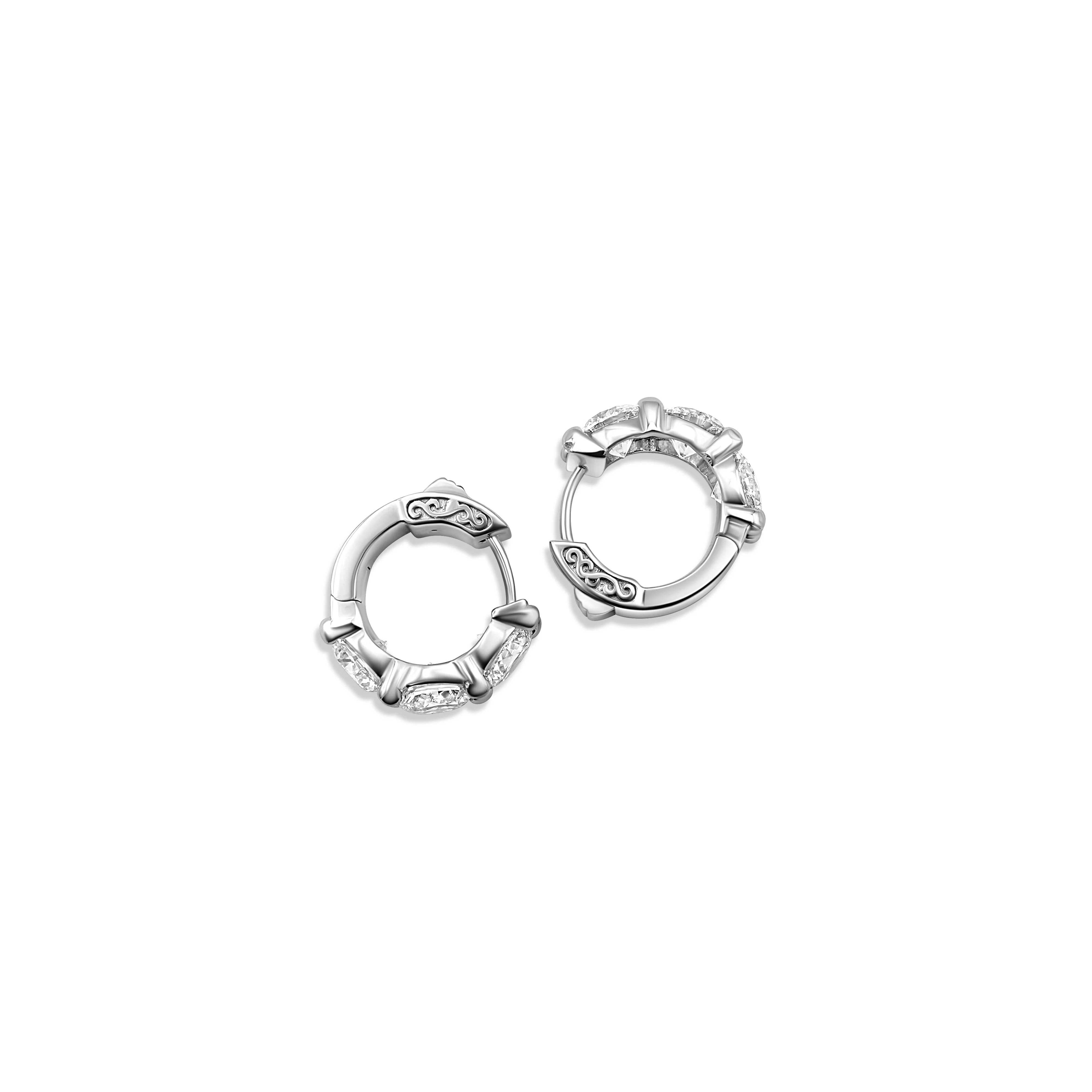 14K White Gold Diamond Hoop Earrings 6.30 CT - Image 4