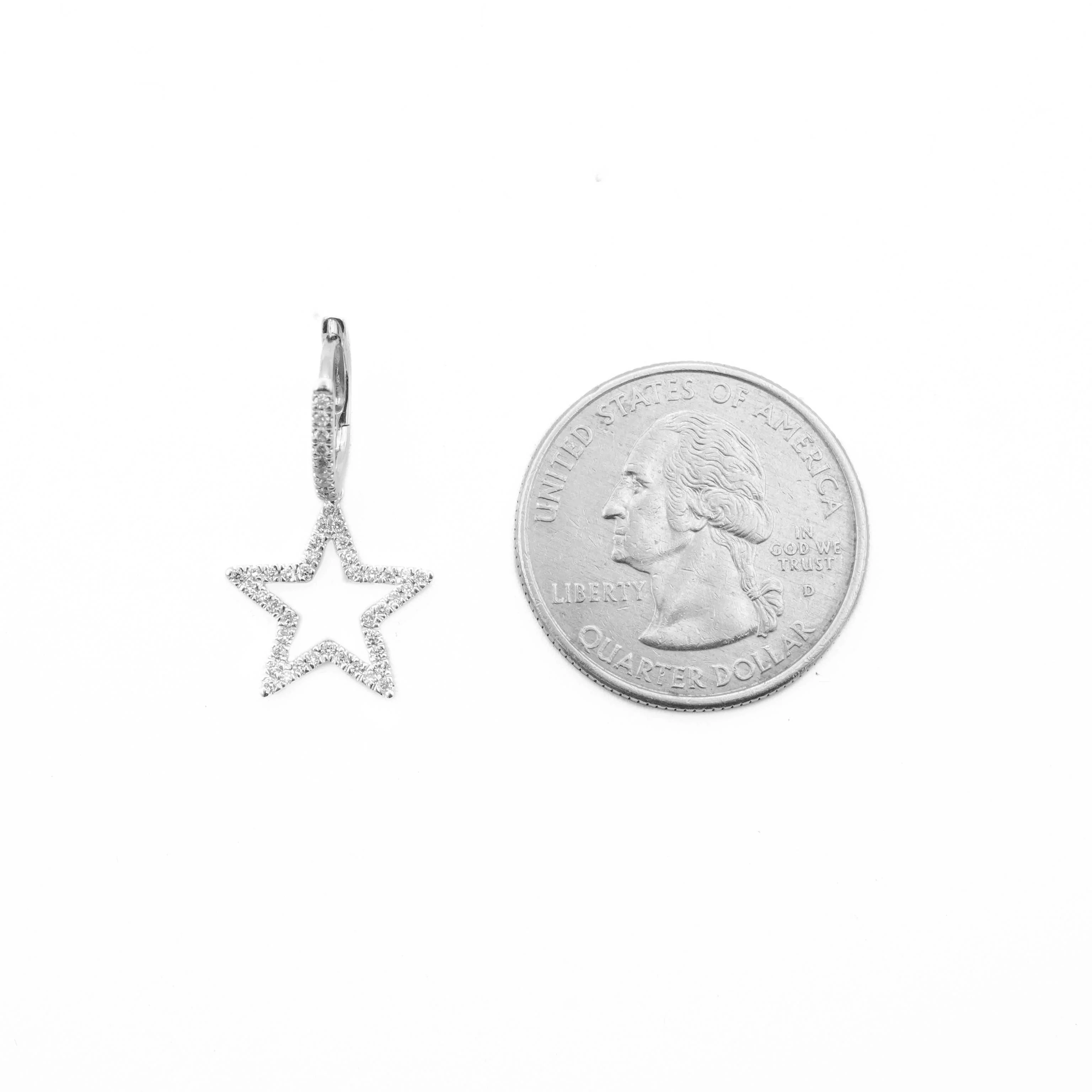 14K Gold Diamond Star Earrings 0.40 CT - Image 10