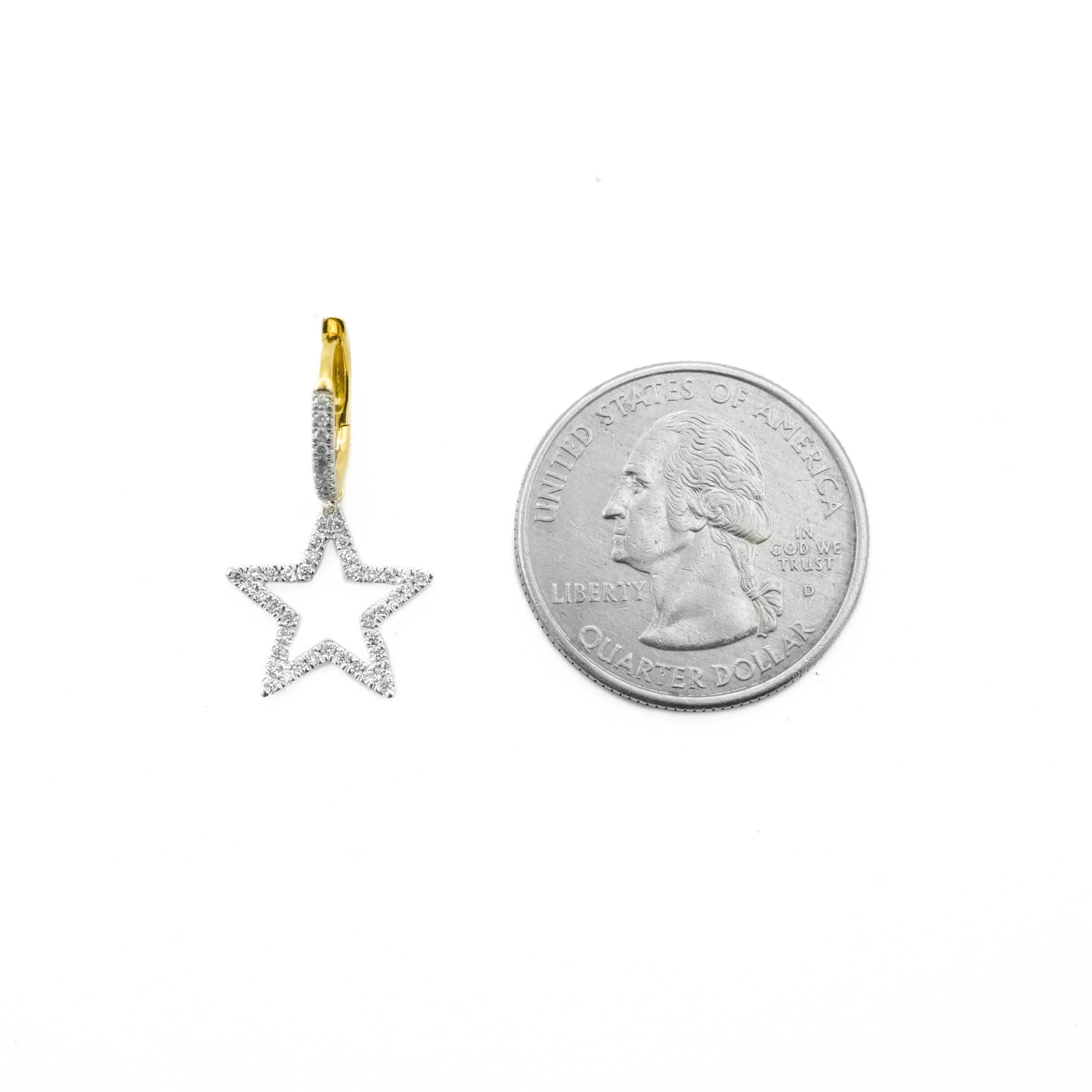 14K Gold Diamond Star Earrings 0.40 CT - Image 5