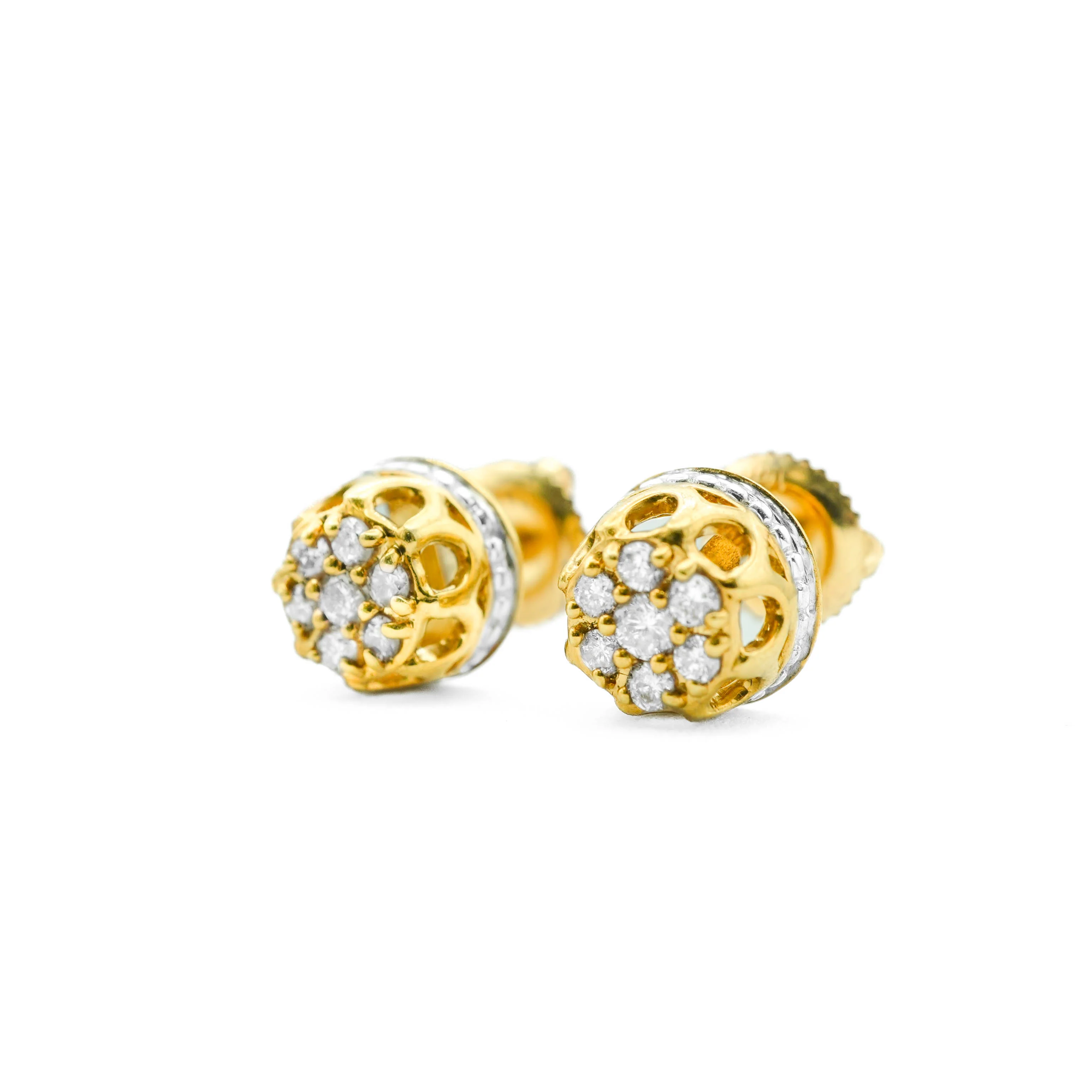 14K Gold Round Diamond Stud Earrings 0.25 CT - Image 3