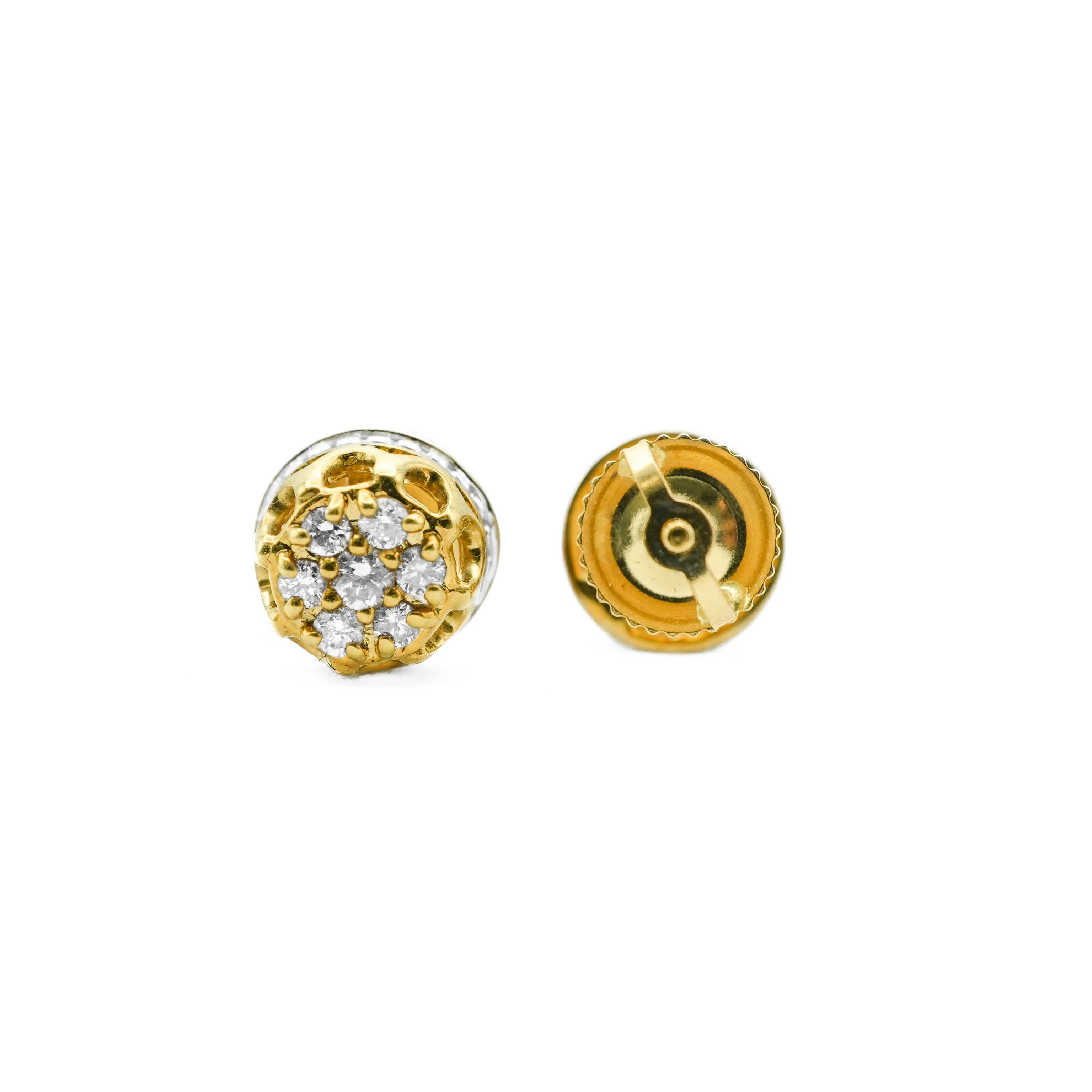 14K Gold Round Diamond Stud Earrings 0.25 CT - Image 4