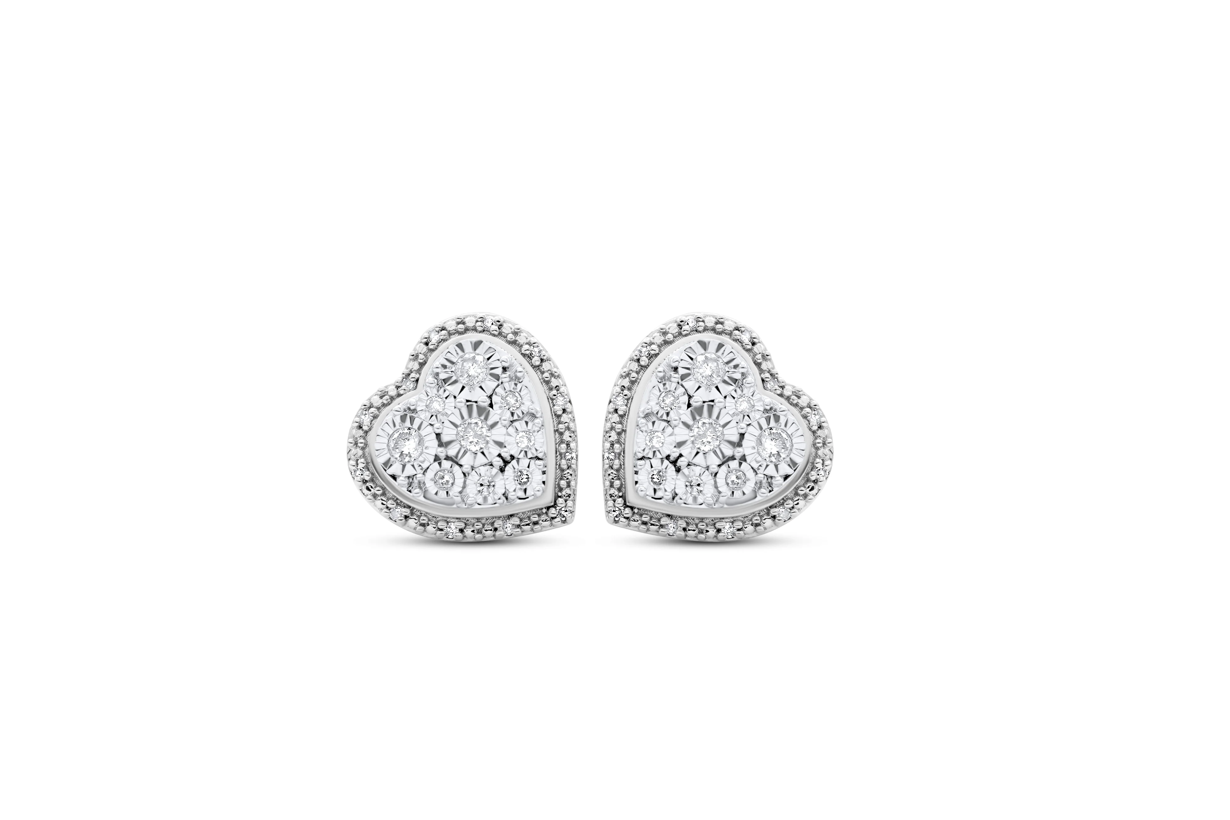 14K Yellow or White Gold Heart Diamond Stud Earrings 0.21 CT - Image 4