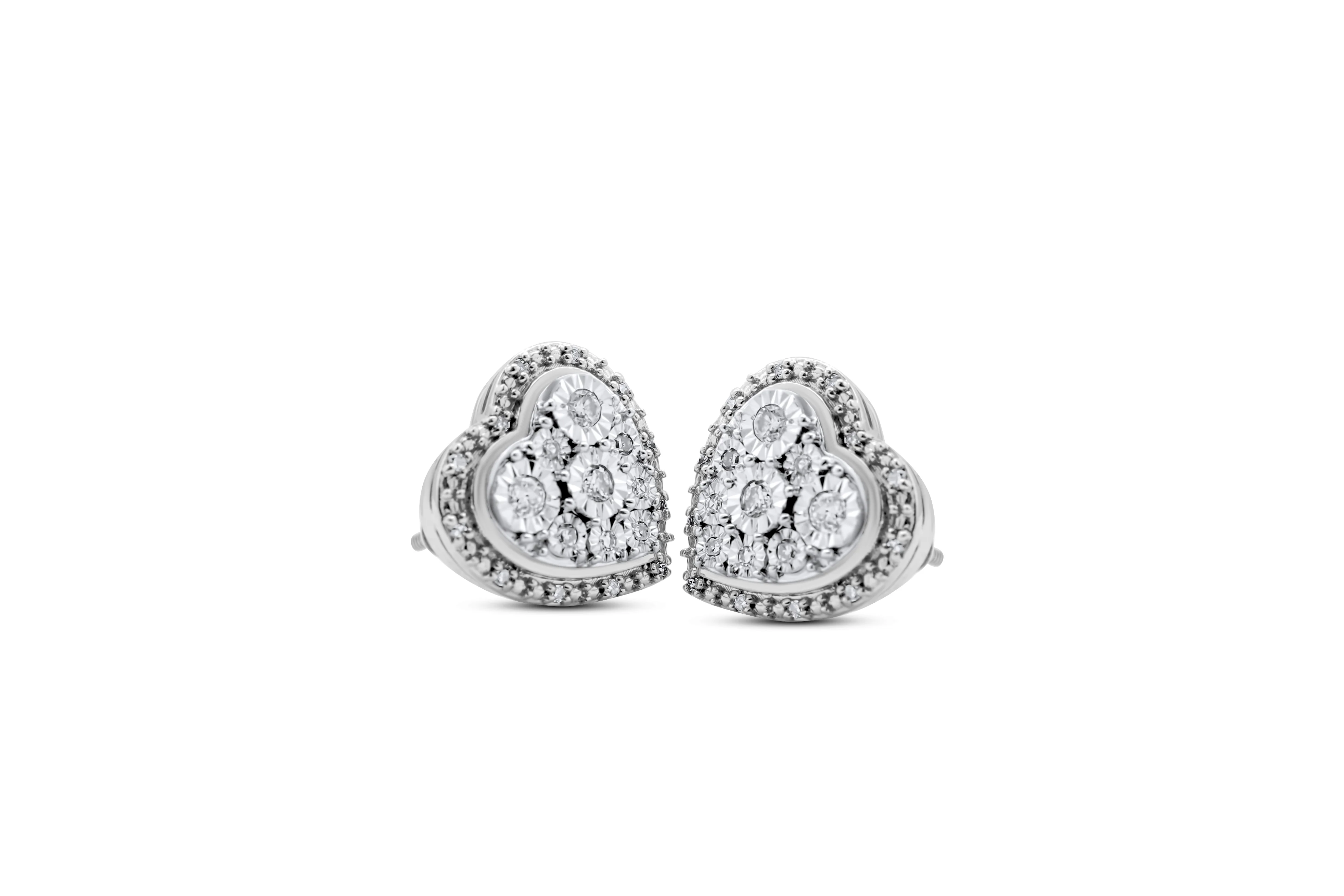 14K Yellow or White Gold Heart Diamond Stud Earrings 0.21 CT - Image 5