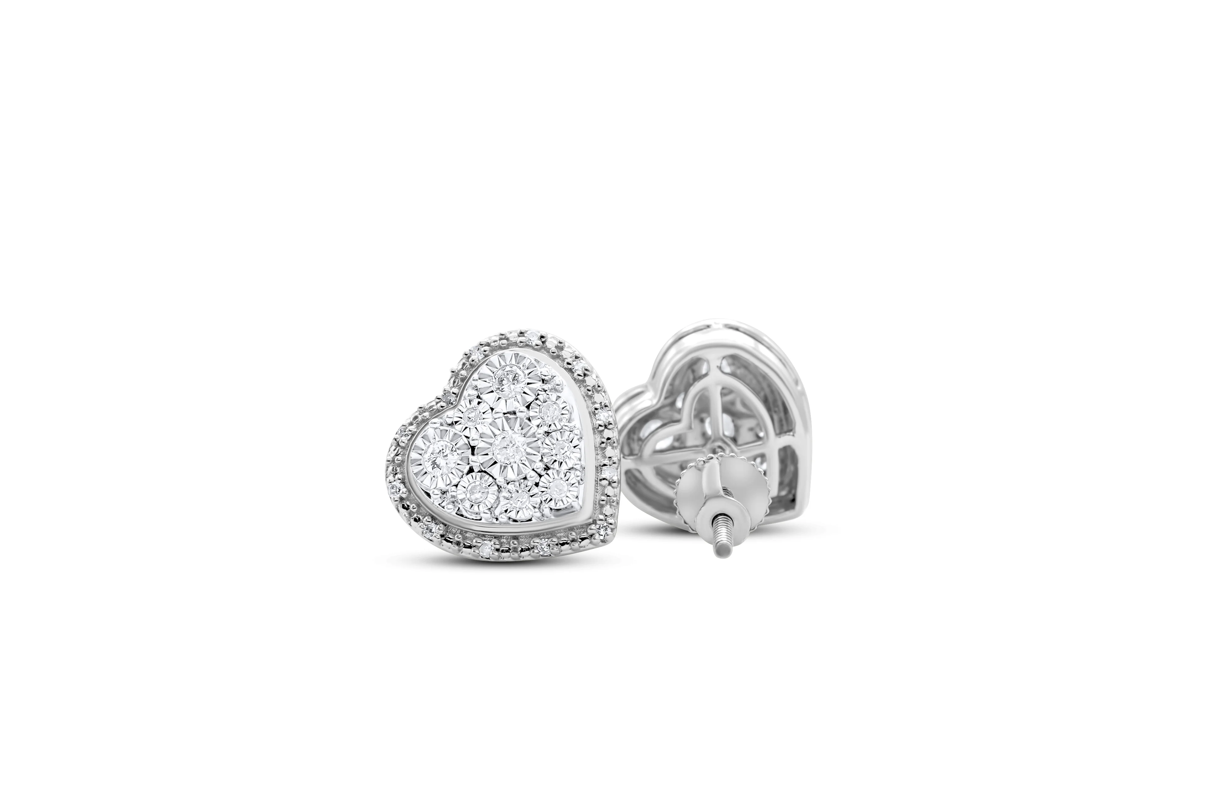 14K Yellow or White Gold Heart Diamond Stud Earrings 0.21 CT - Image 6