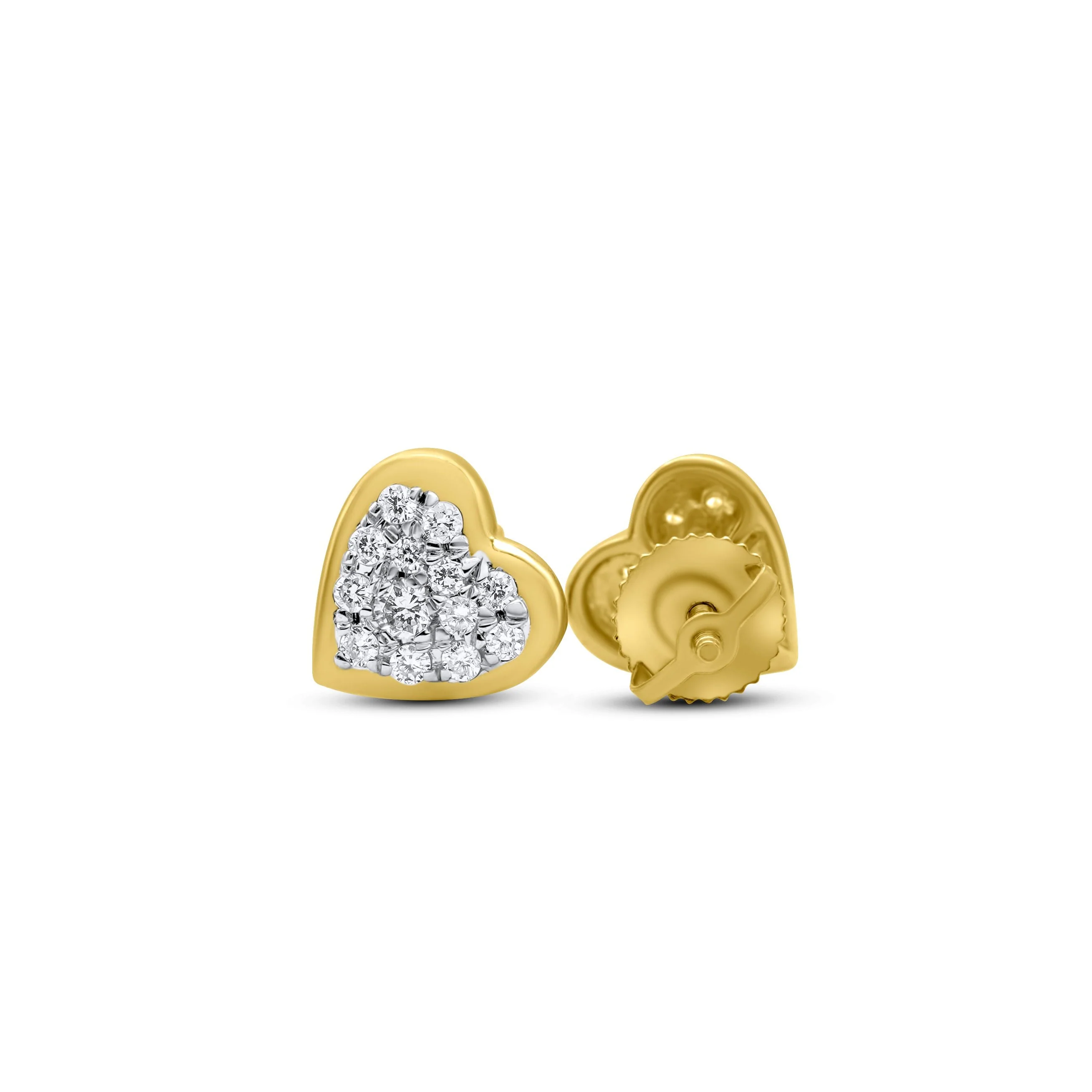 14K White or Yellow Gold Heart Diamond Stud Earrings 0.34 ct - Image 3