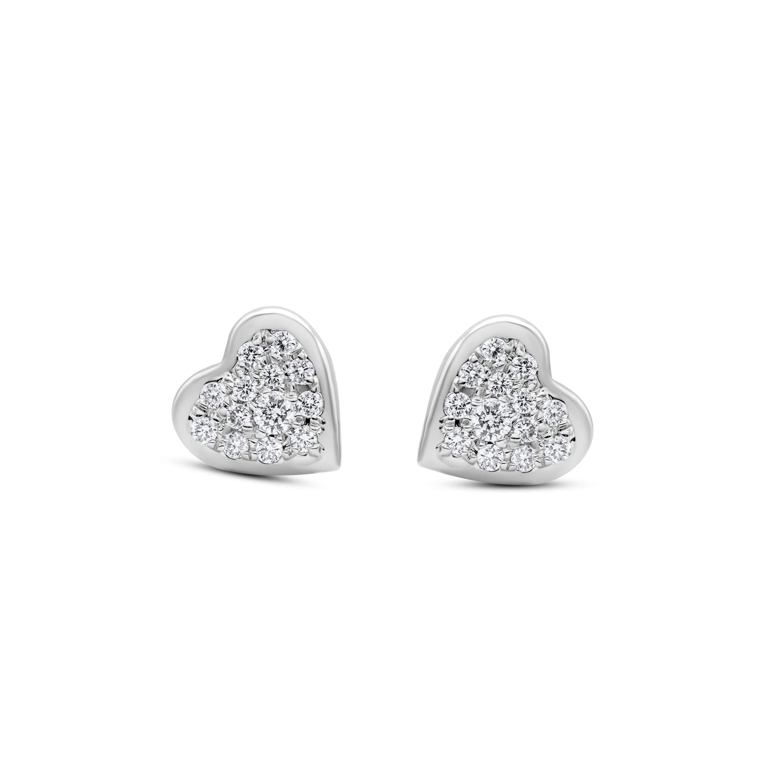 14K White or Yellow Gold Heart Diamond Stud Earrings 0.34 ct - Image 4