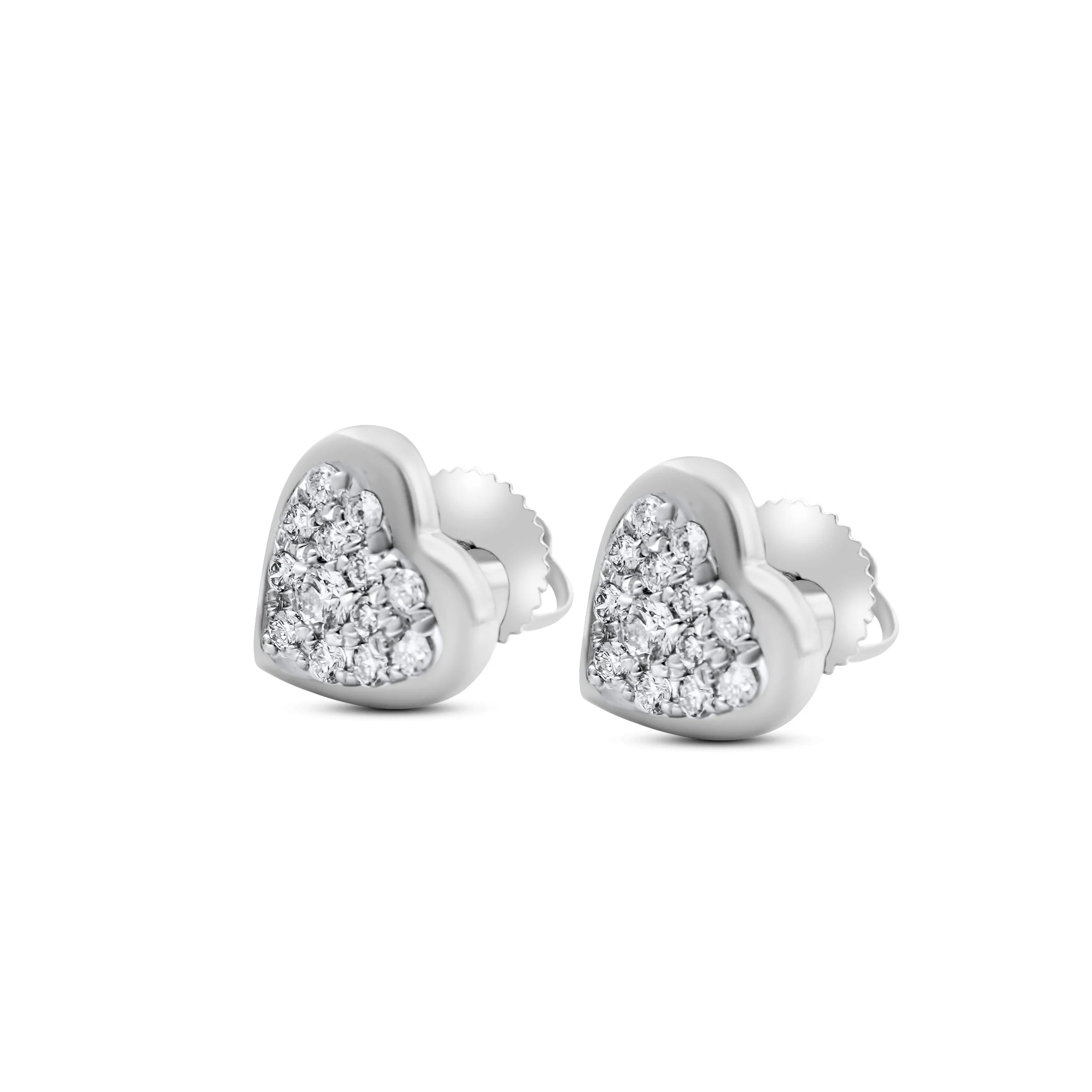 14K White or Yellow Gold Heart Diamond Stud Earrings 0.34 ct - Image 5