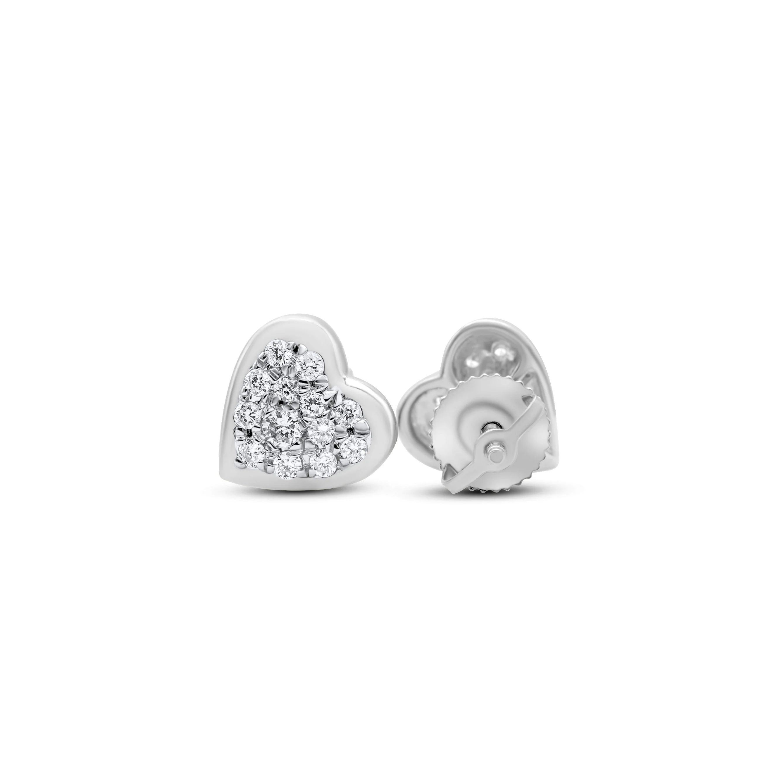 14K White or Yellow Gold Heart Diamond Stud Earrings 0.34 ct - Image 6