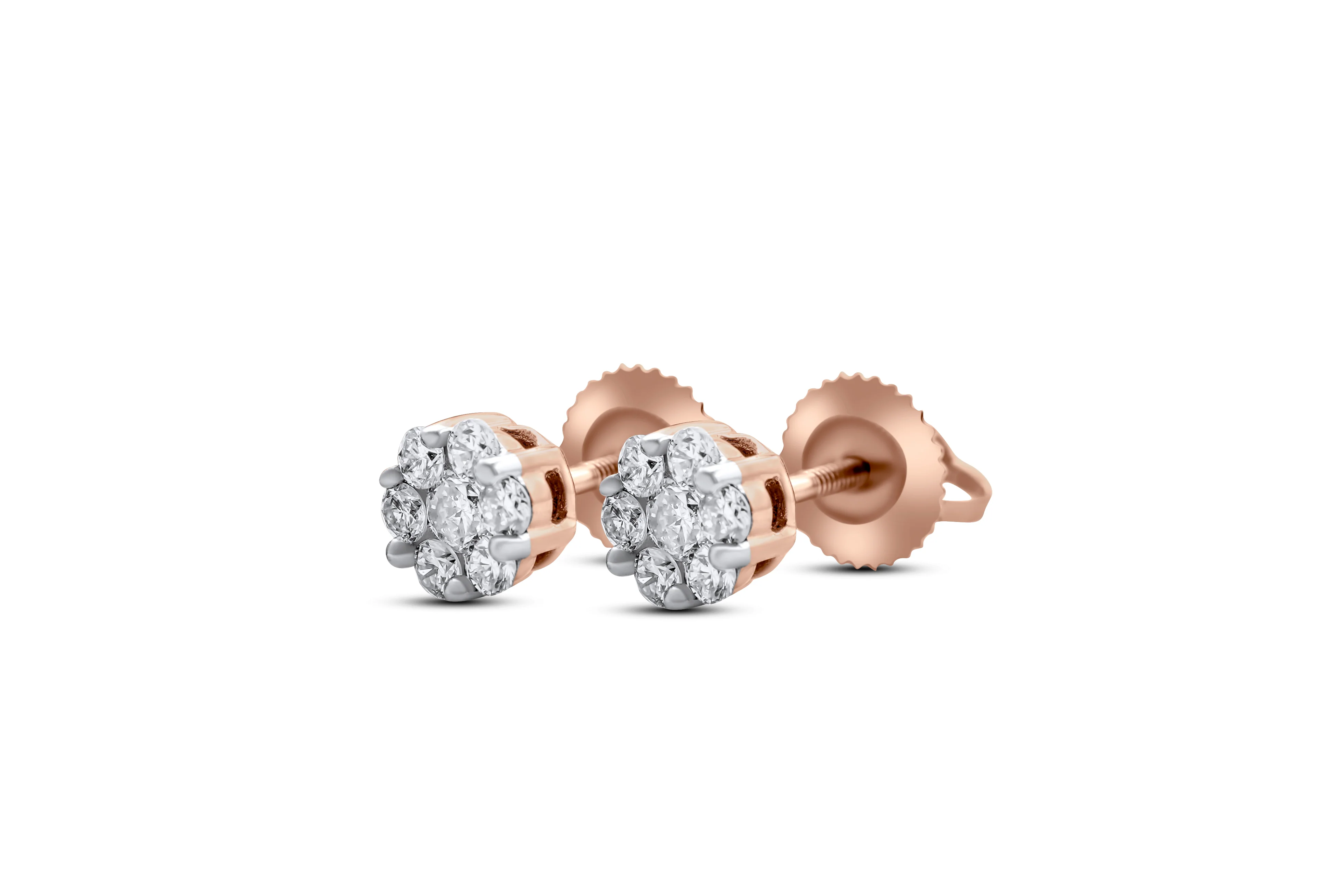 14K Rose Gold Diamond Stud Earrings 0.34 ct - Image 2