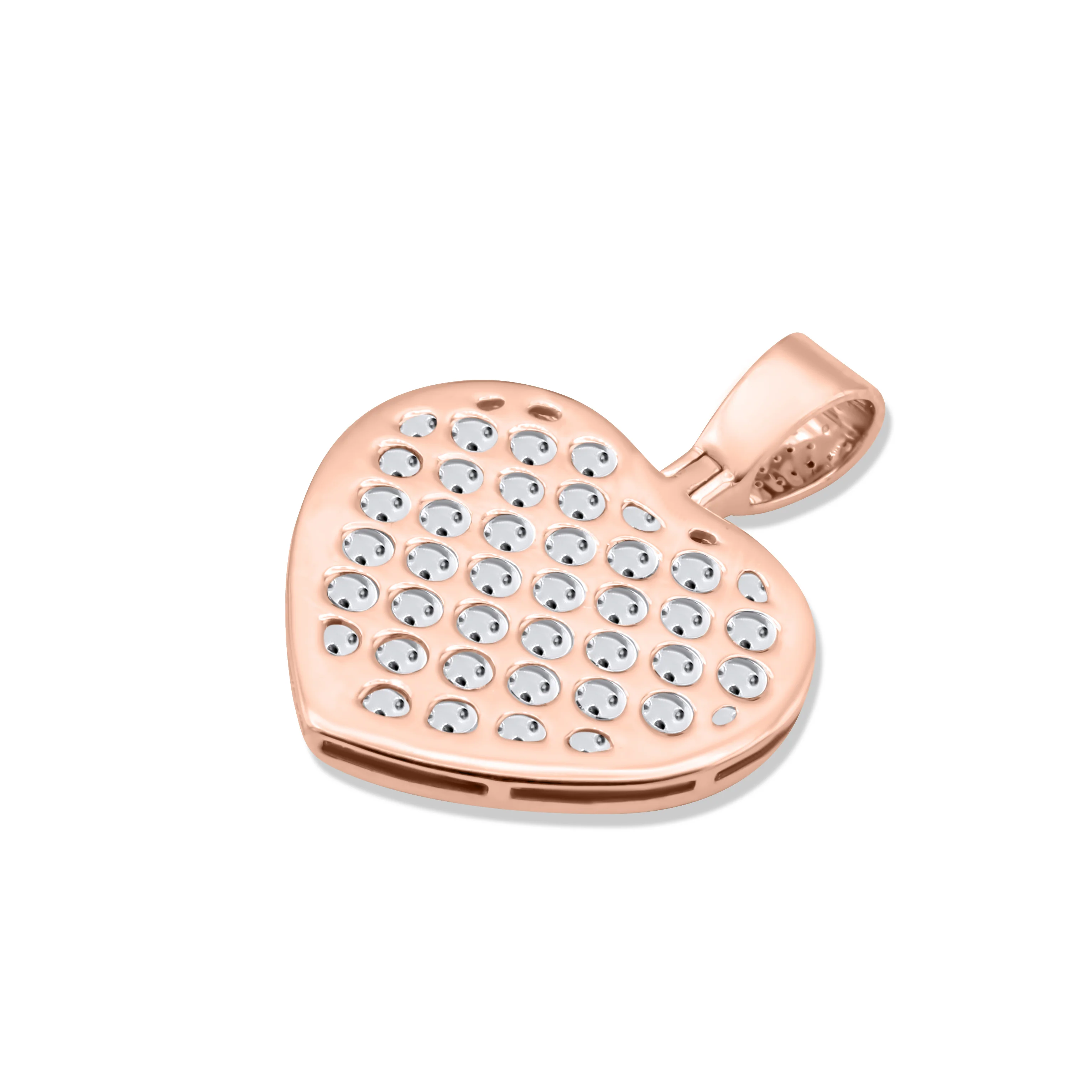 14K Rose Gold Heart Diamond Pendant 0.96 CT - Image 4
