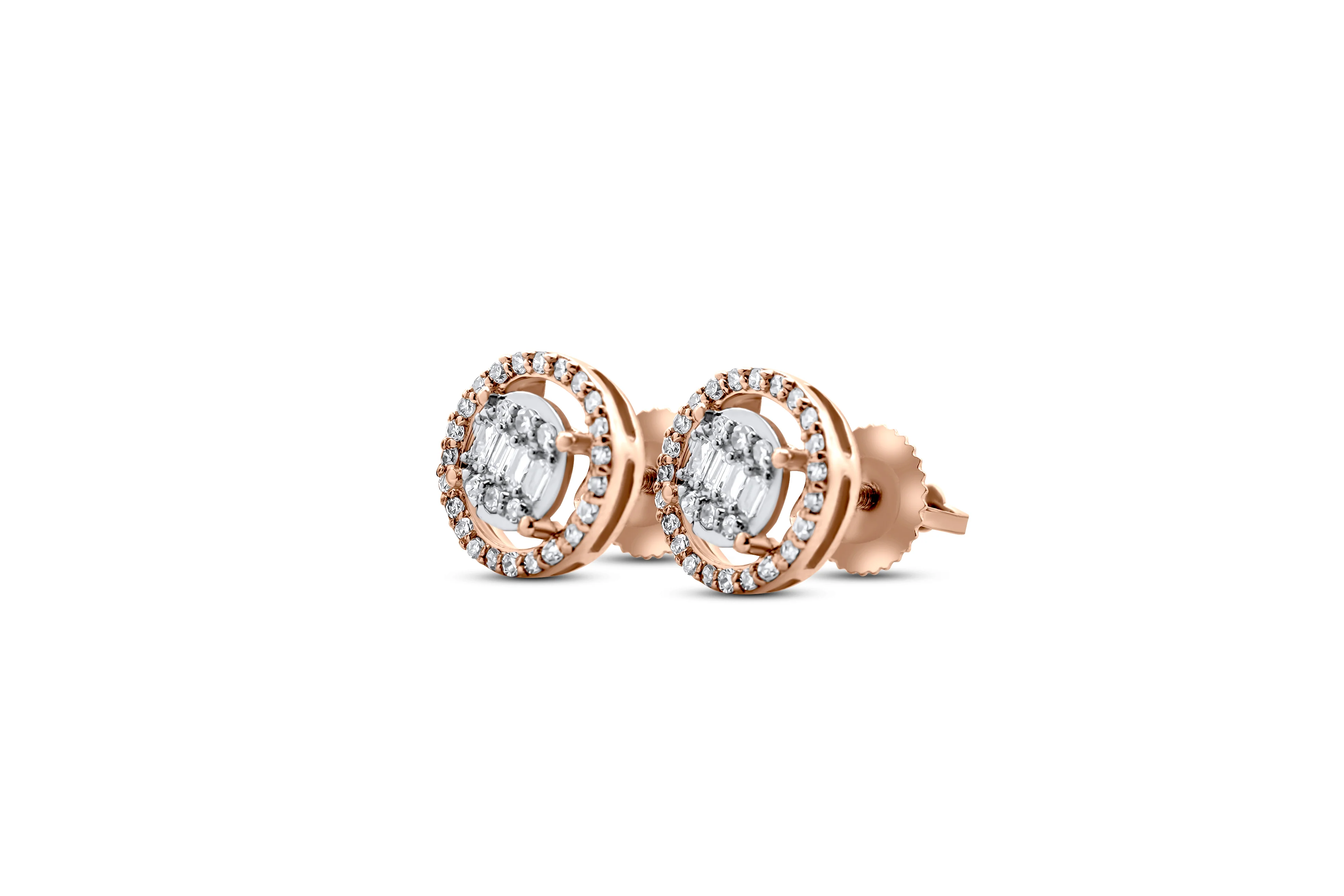 14K Gold Round Diamond Stud Earrings 0.25 ct - Image 3