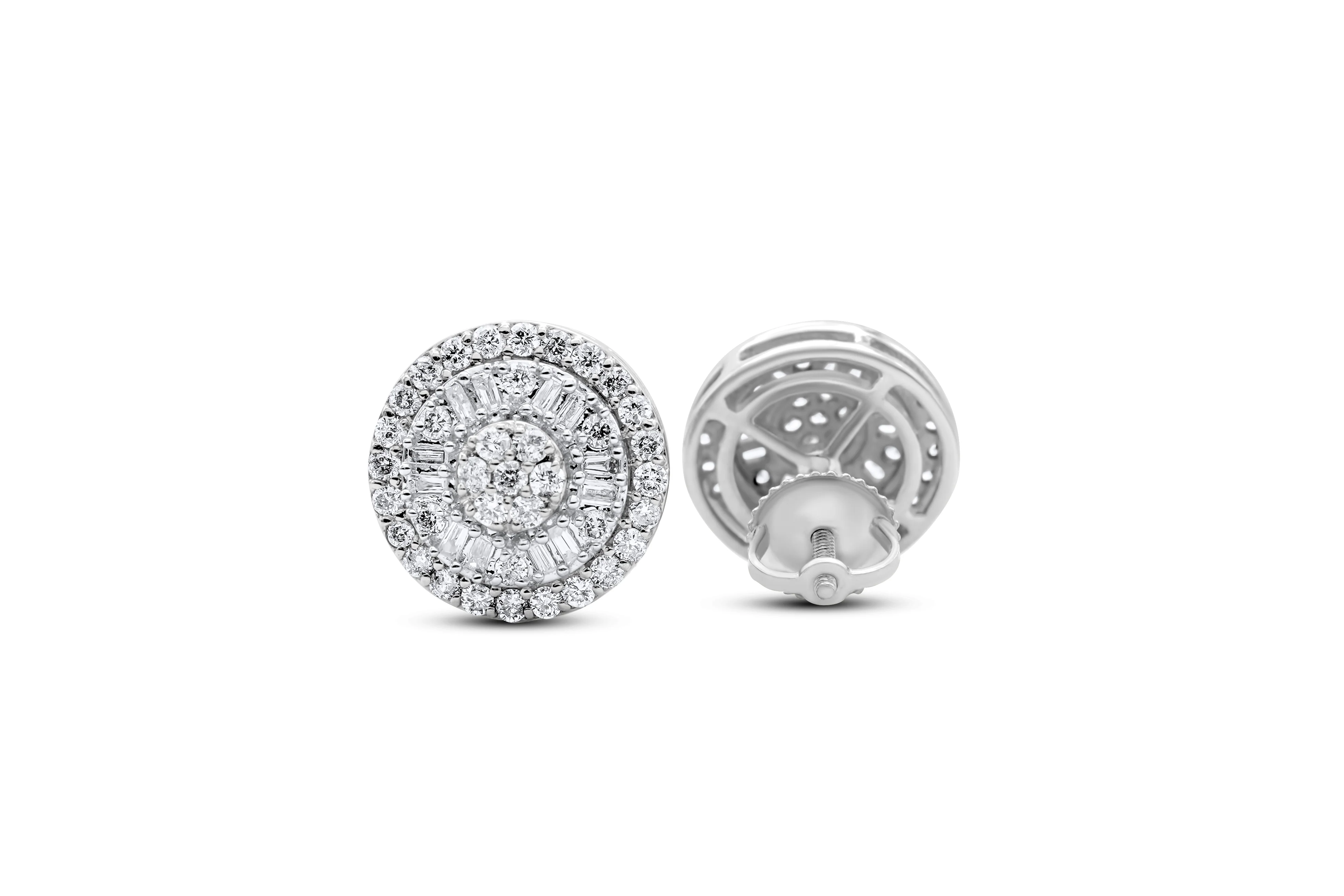 14K Yellow or White Gold Round Diamond Stud Earrings 0.86 CT - Image 3