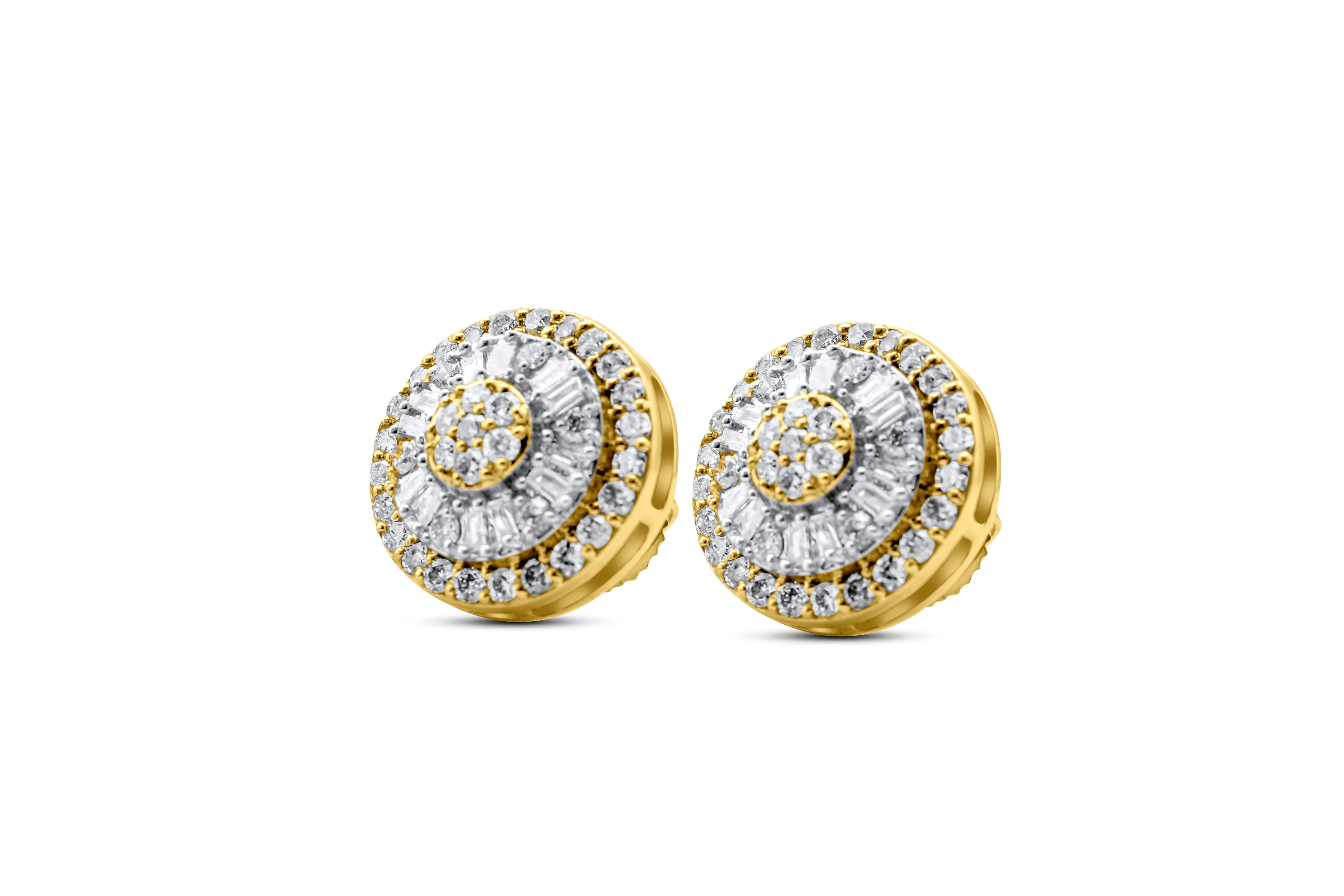 14K Yellow or White Gold Round Diamond Stud Earrings 0.86 CT - Image 5