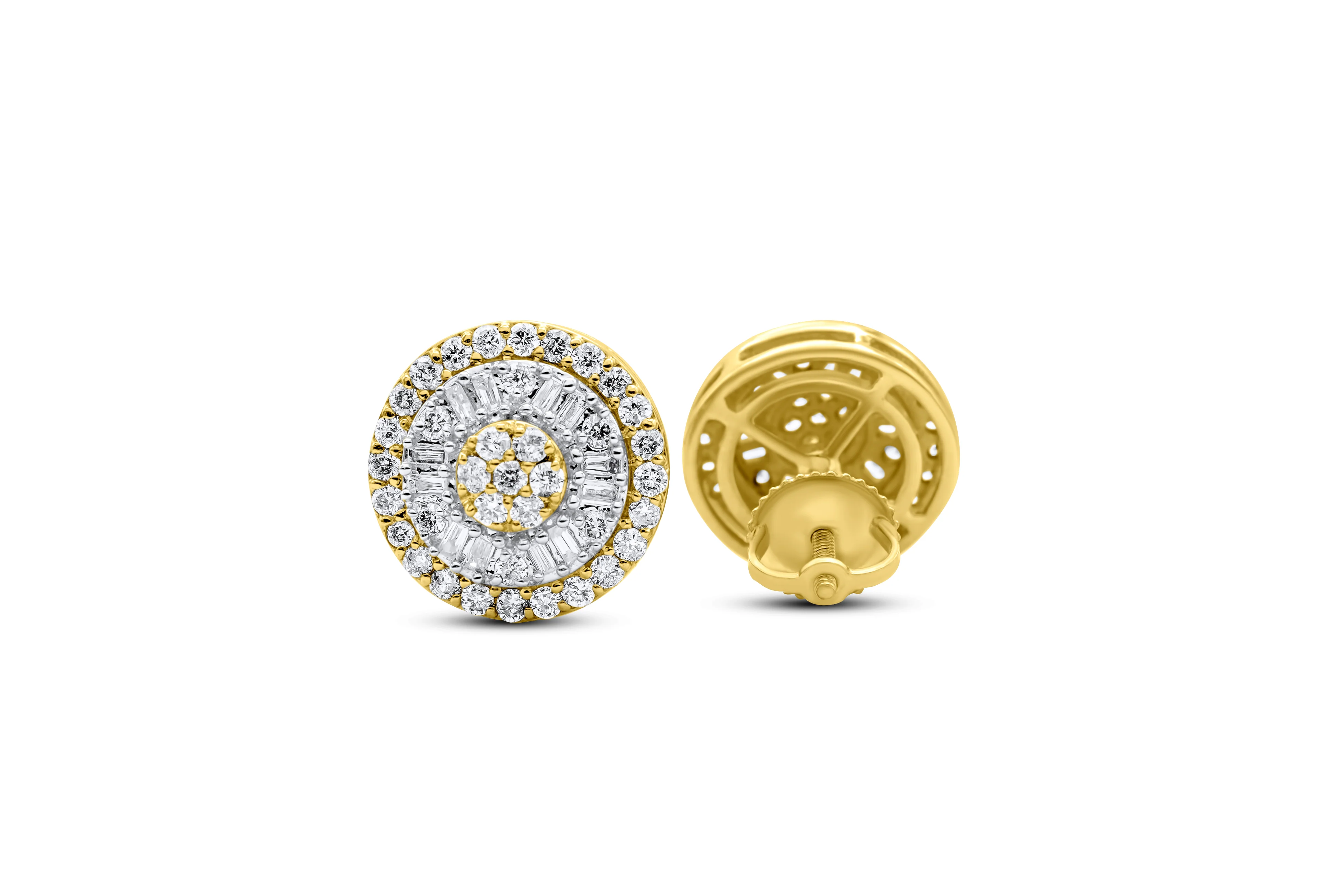 14K Yellow or White Gold Round Diamond Stud Earrings 0.86 CT - Image 6