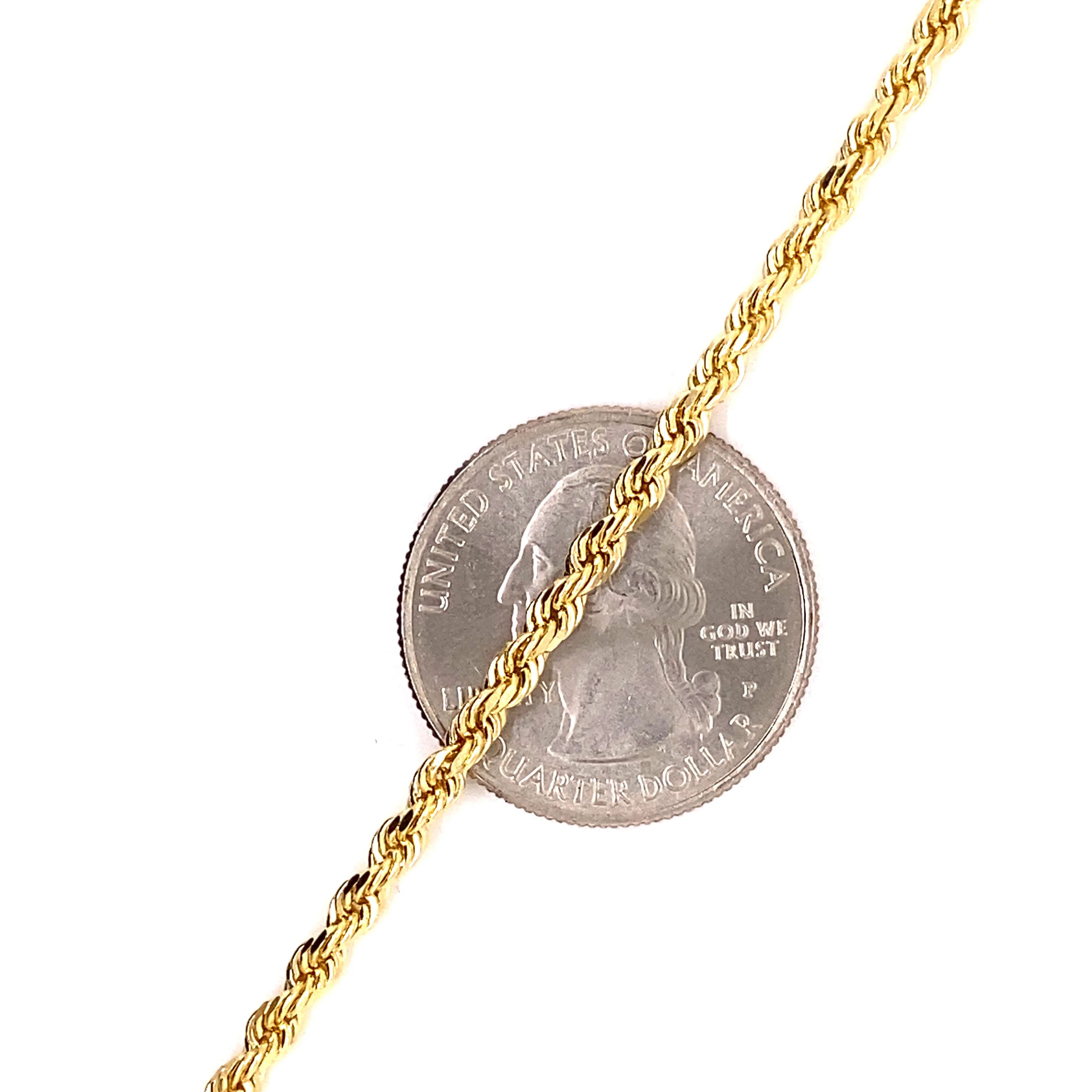 14k Solid Rope Chain Necklace in 14k Yellow Gold  22'' - Image 4