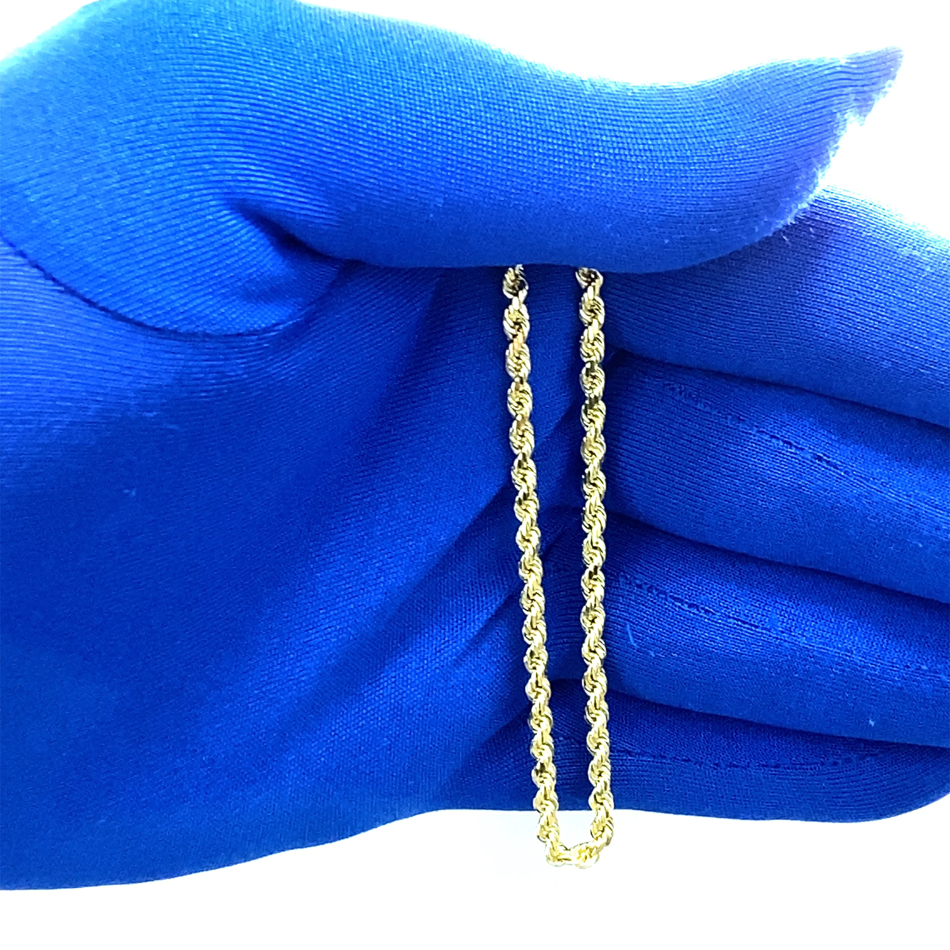 14k Solid Rope Chain Necklace in 14k Yellow Gold 24'' - Image 3