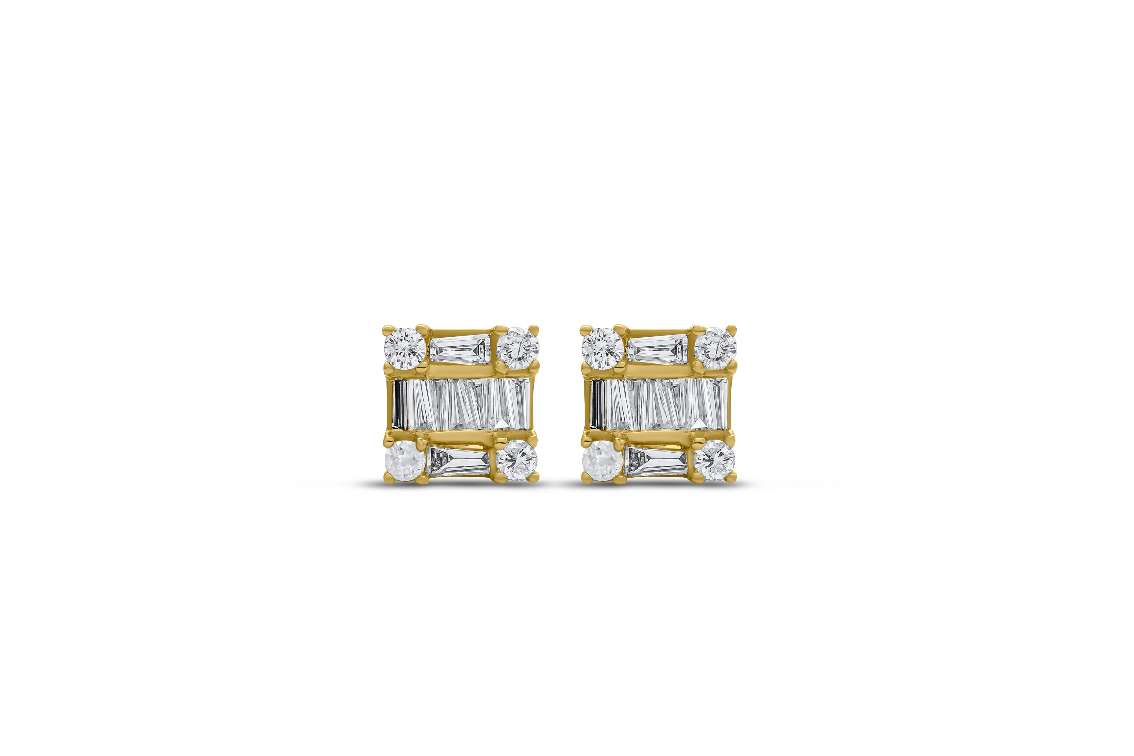 14K Gold Square Diamond Stud Earrings 0.67 CT - Image 4