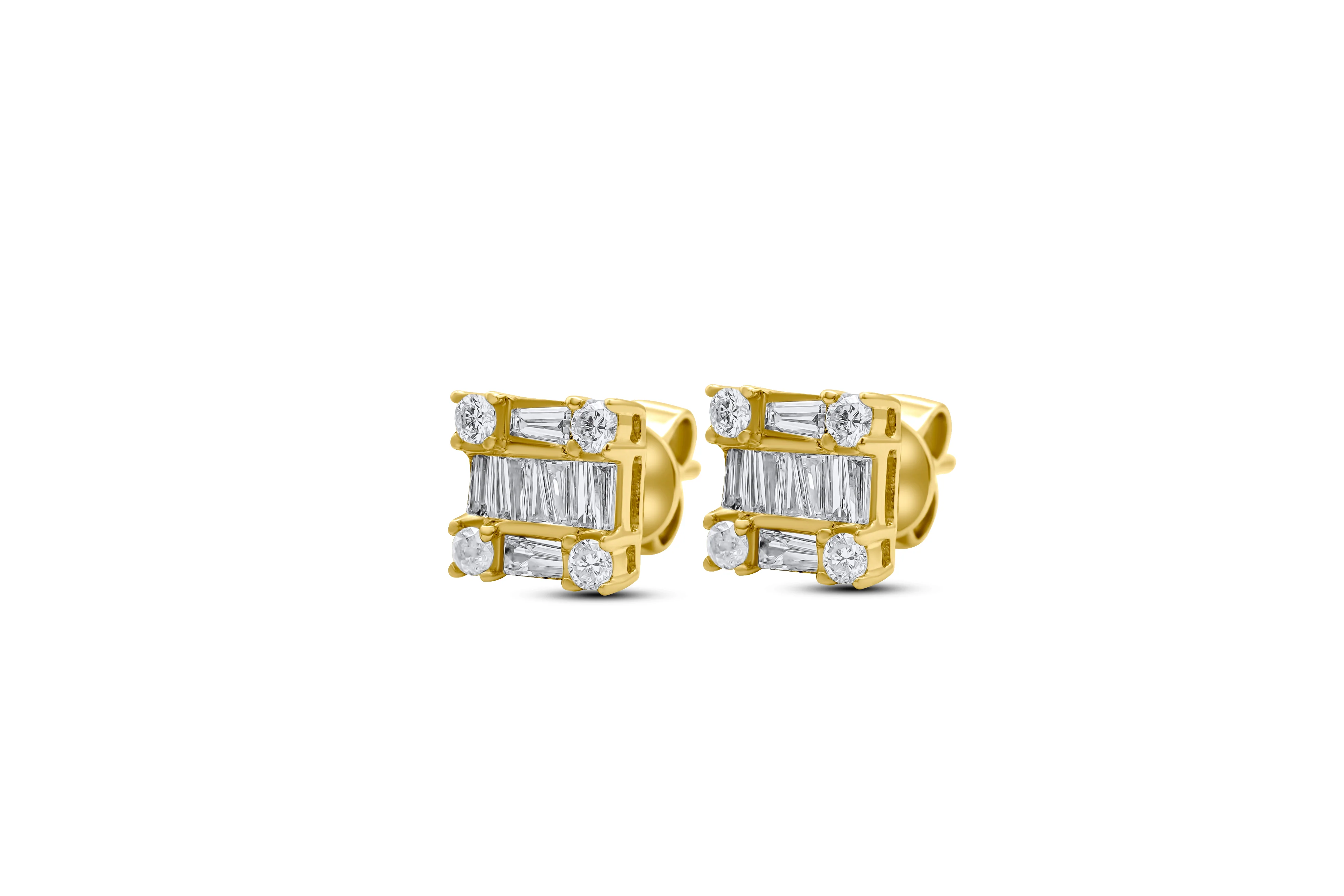 14K Gold Square Diamond Stud Earrings 0.67 CT - Image 5