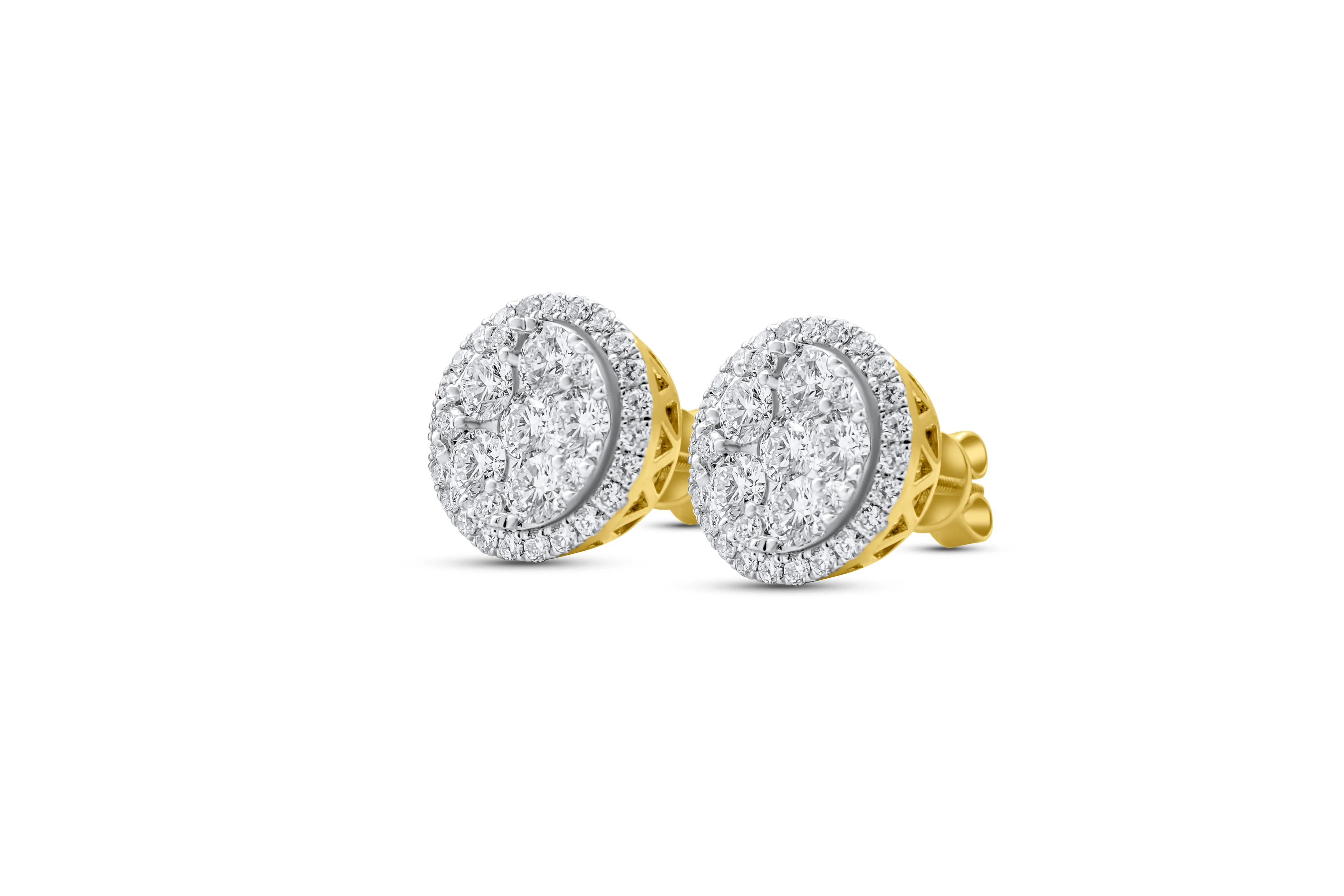 14K White or Yellow Gold Halo Diamond Stud Cluster Earrings 1.80 ct - Image 2