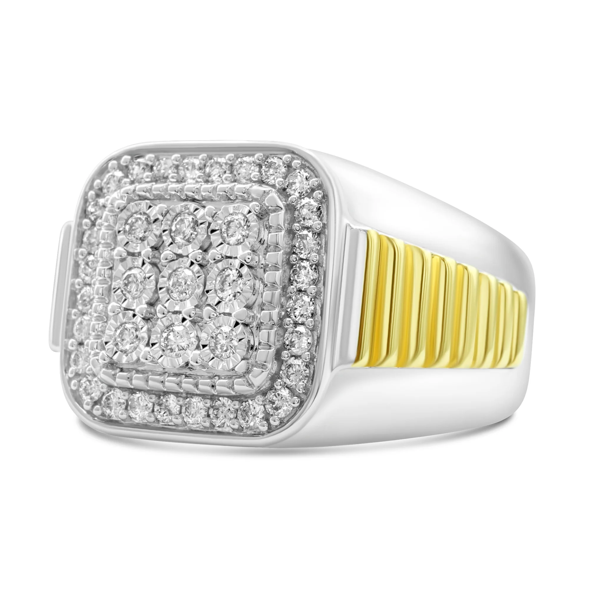 14K Two-Tone Gold White Men's Diamond Ring 0.51 CT - Image 2